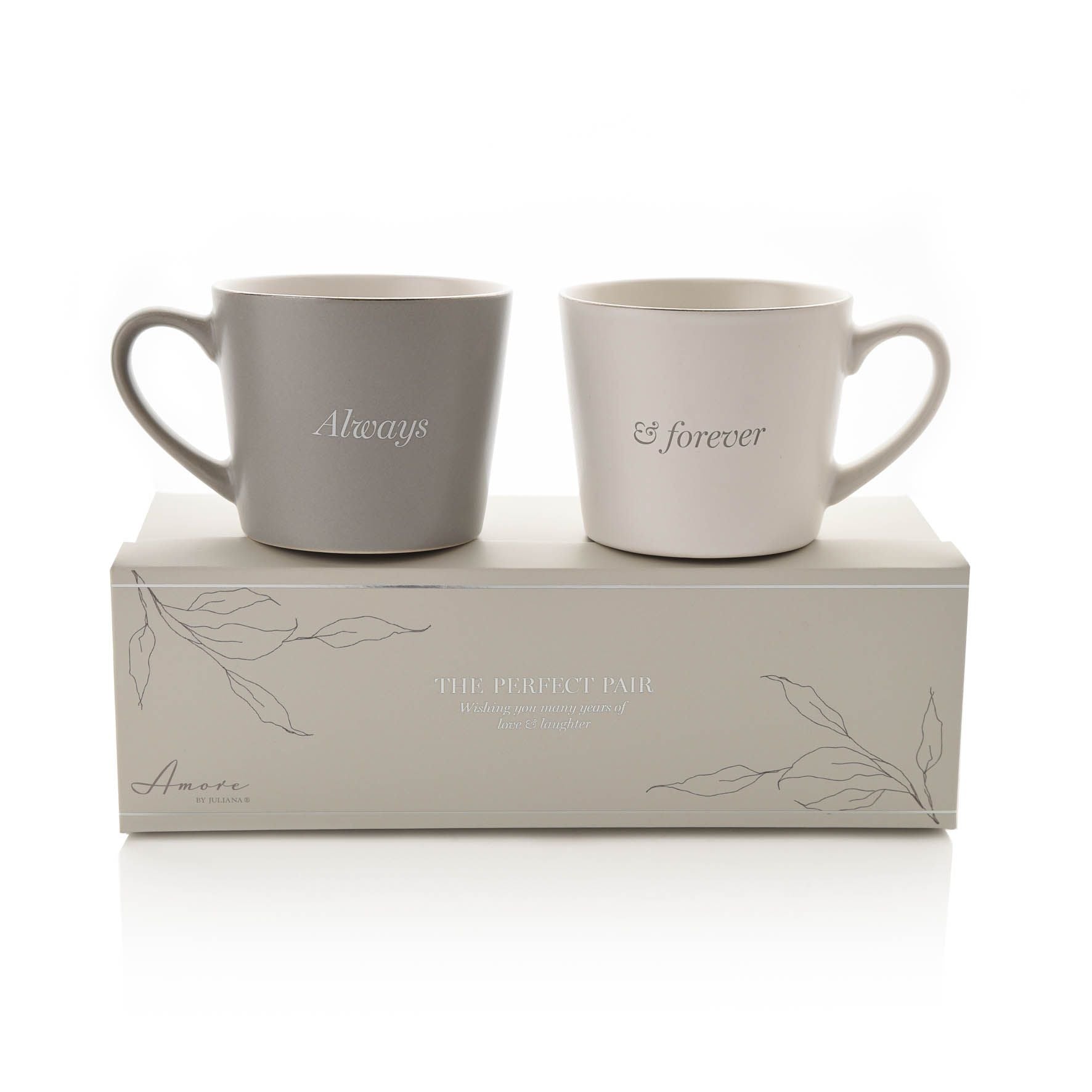 Amore Set of 2 Grey & White Mugs - Always & Forever