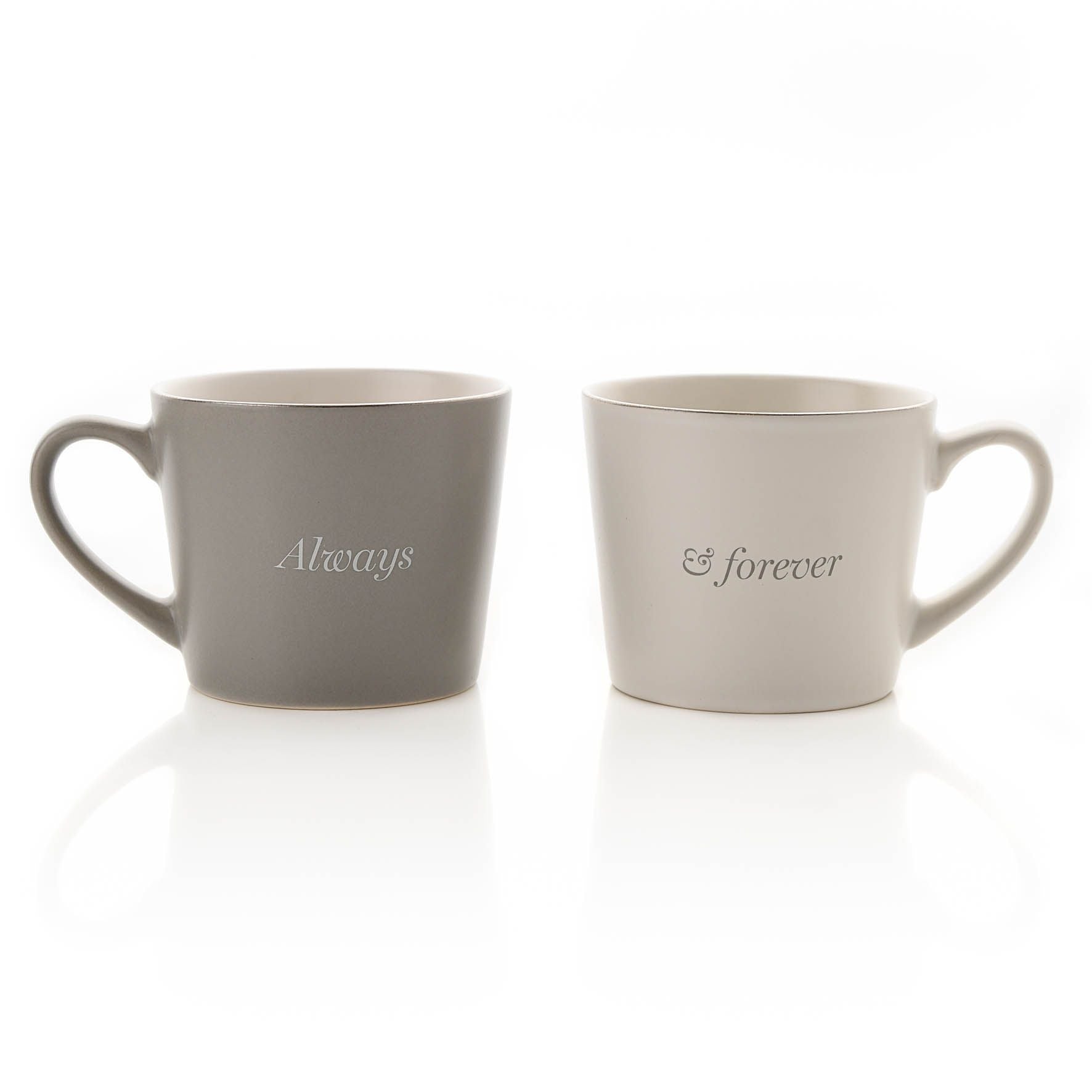 Amore Set of 2 Grey & White Mugs - Always & Forever