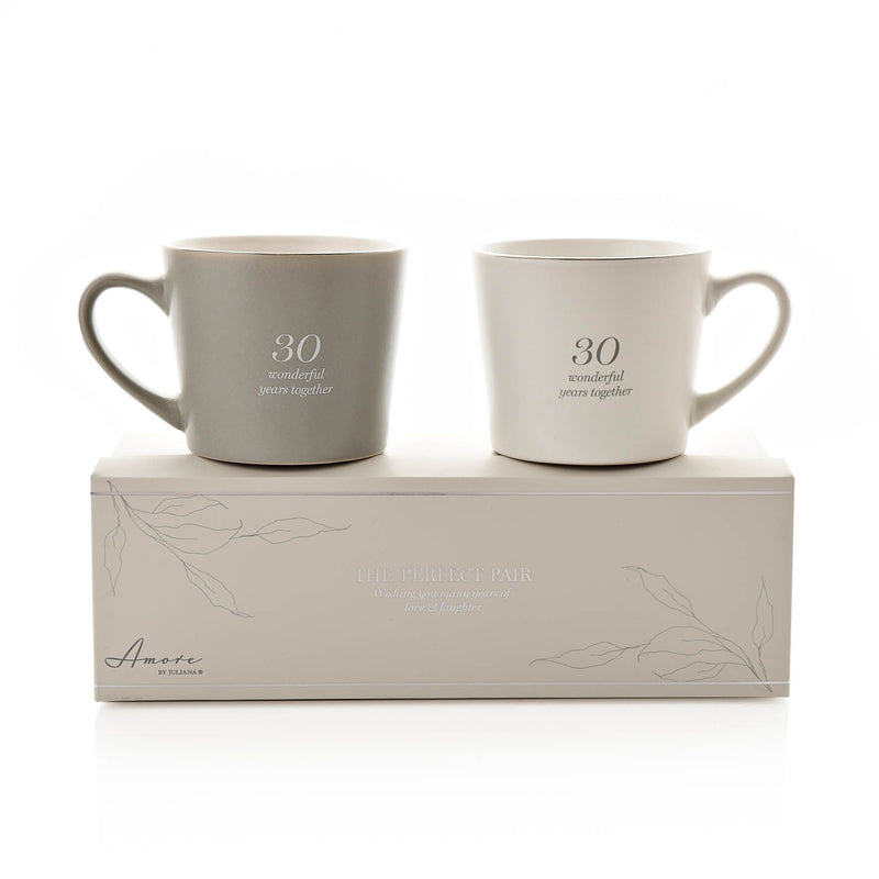 Amore Set of 2 Grey & White Mugs - 30th Anniversary