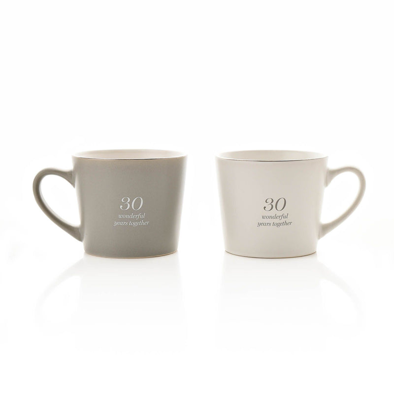 Amore Set of 2 Grey & White Mugs - 30th Anniversary