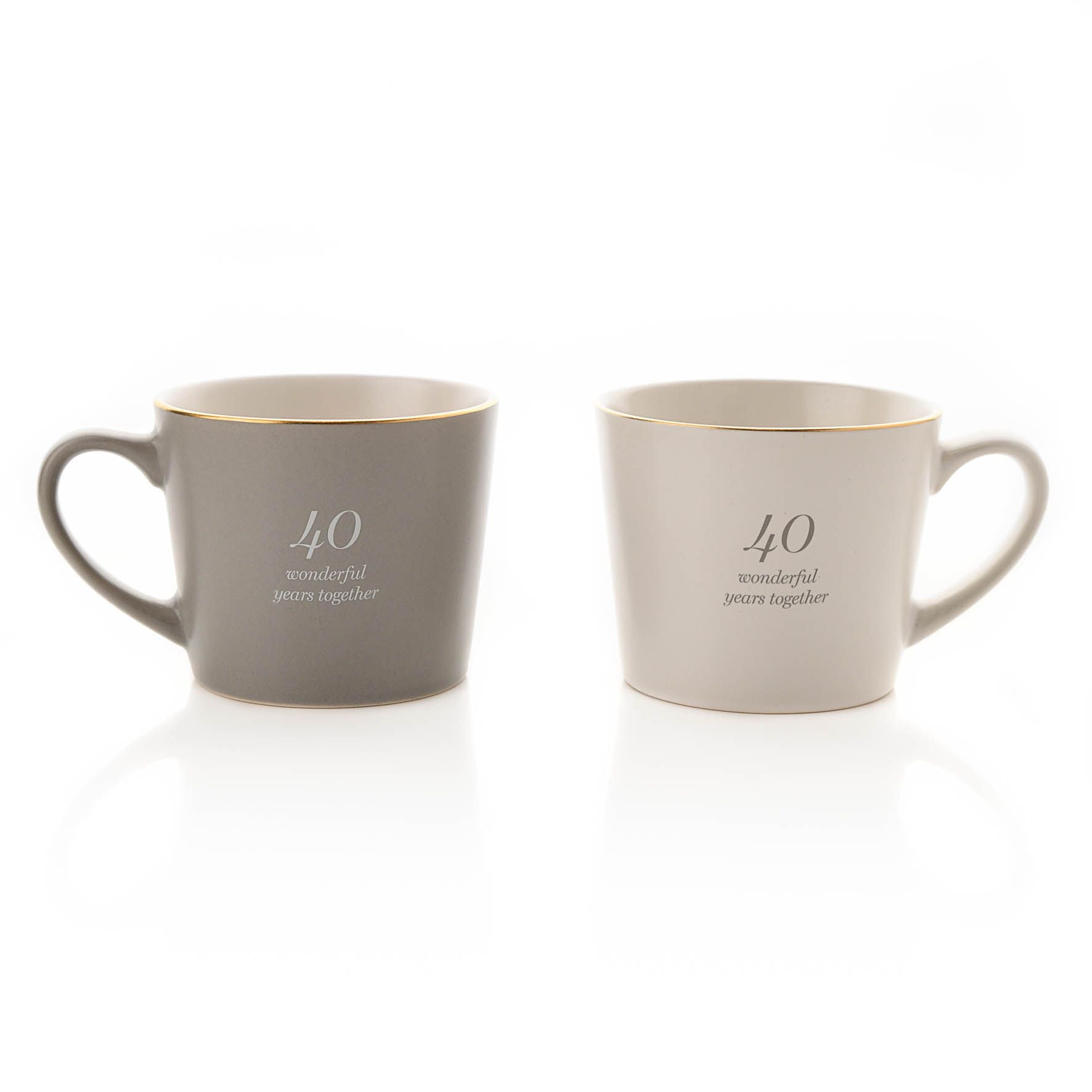 Amore Set of 2 Grey & White Mugs - 40th Anniversary