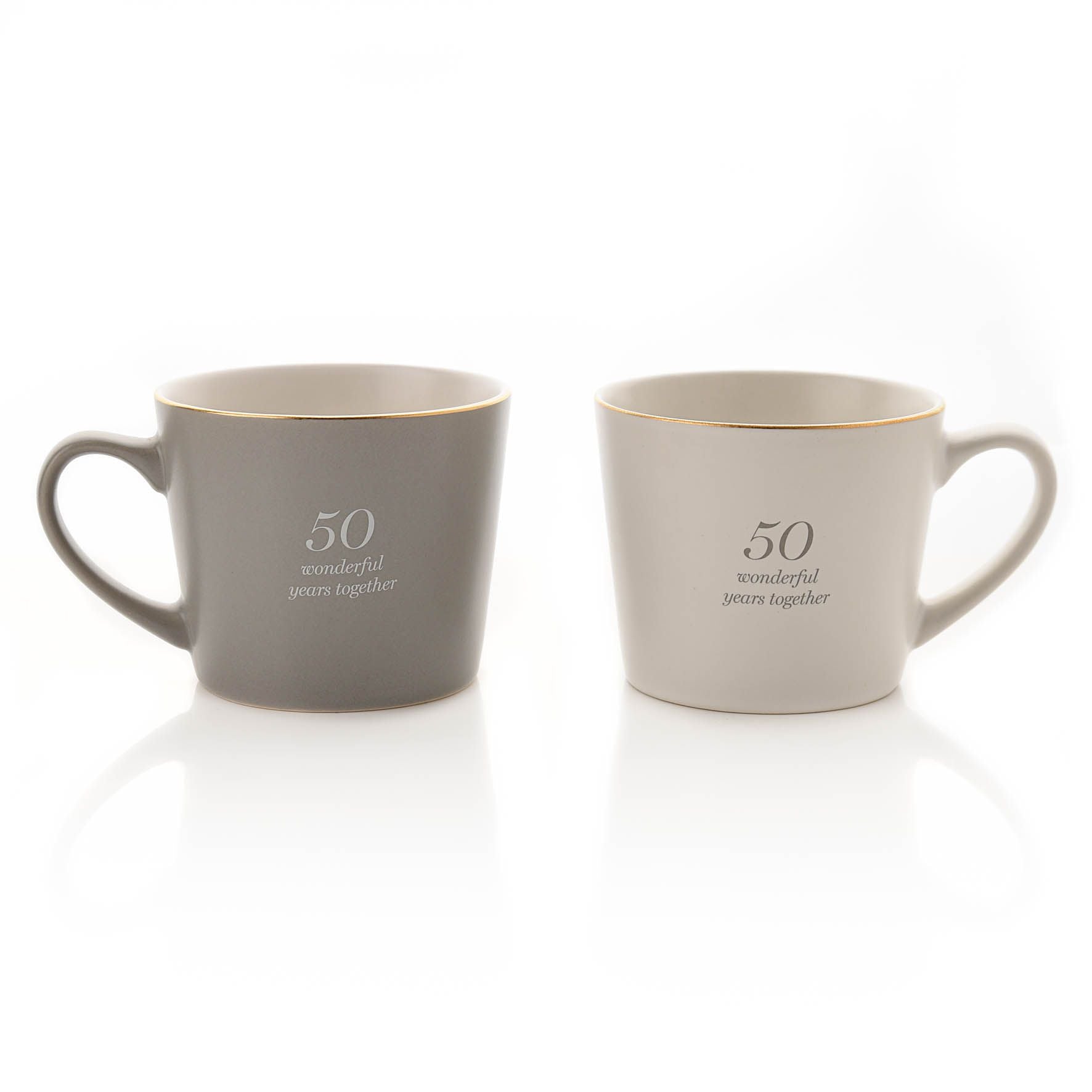 Amore Set of 2 Grey & White Mugs - 50th Anniversary