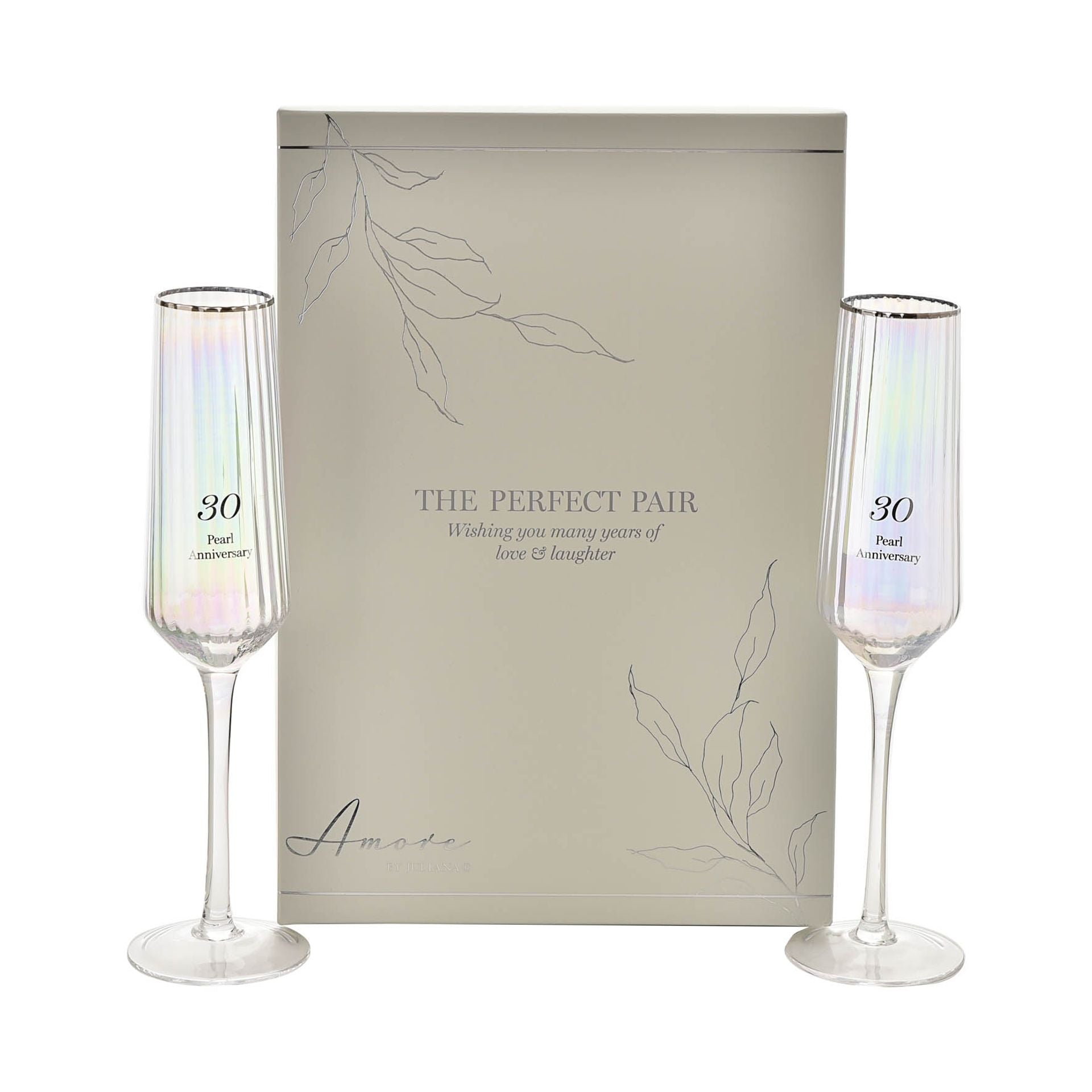 Amore Set of 2 Flute Glasses - 30th Anniversary