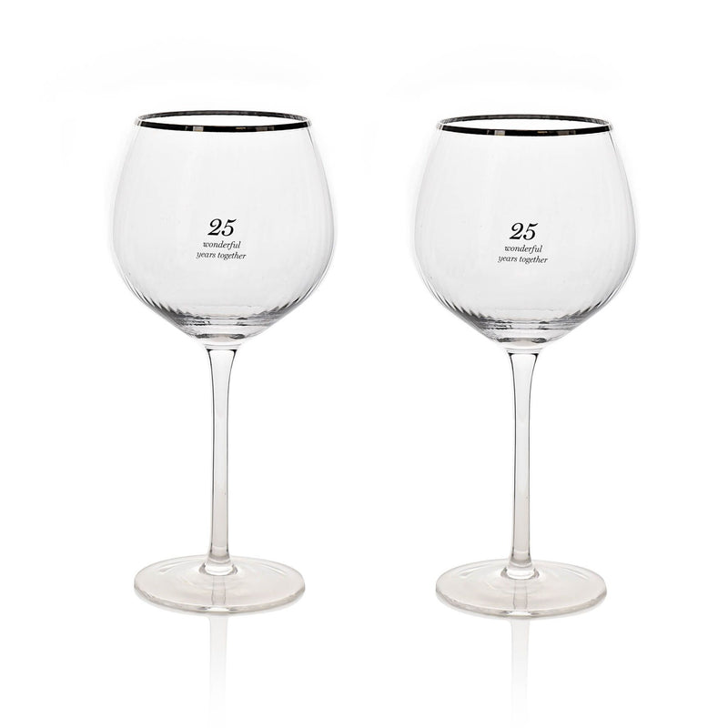 Amore Set of 2 Gin Glasses - 25th Anniversary