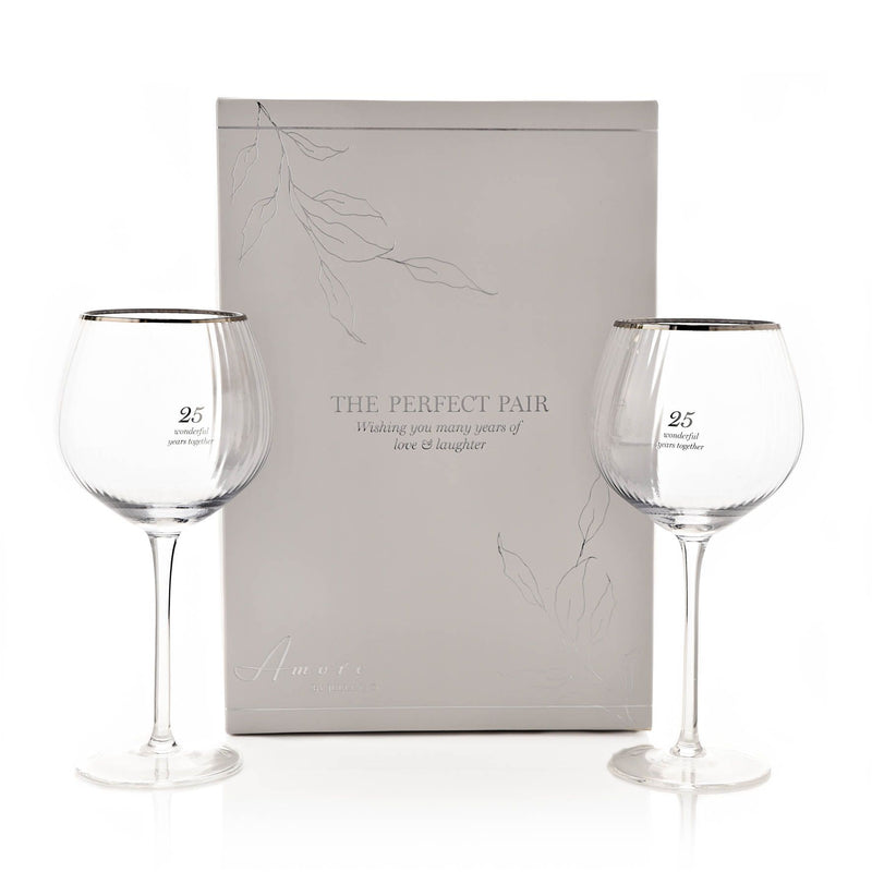 Amore Set of 2 Gin Glasses - 25th Anniversary