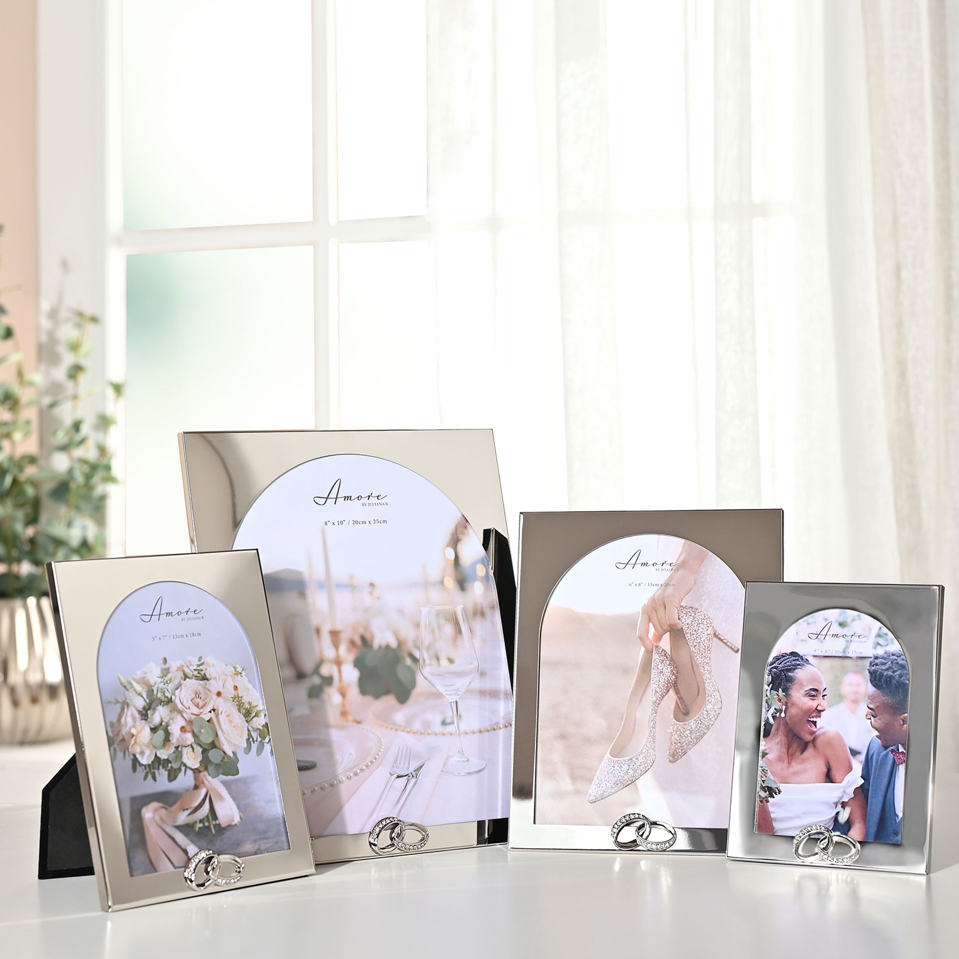 Amore Arch Photo Frame With Rings 6" x 8""