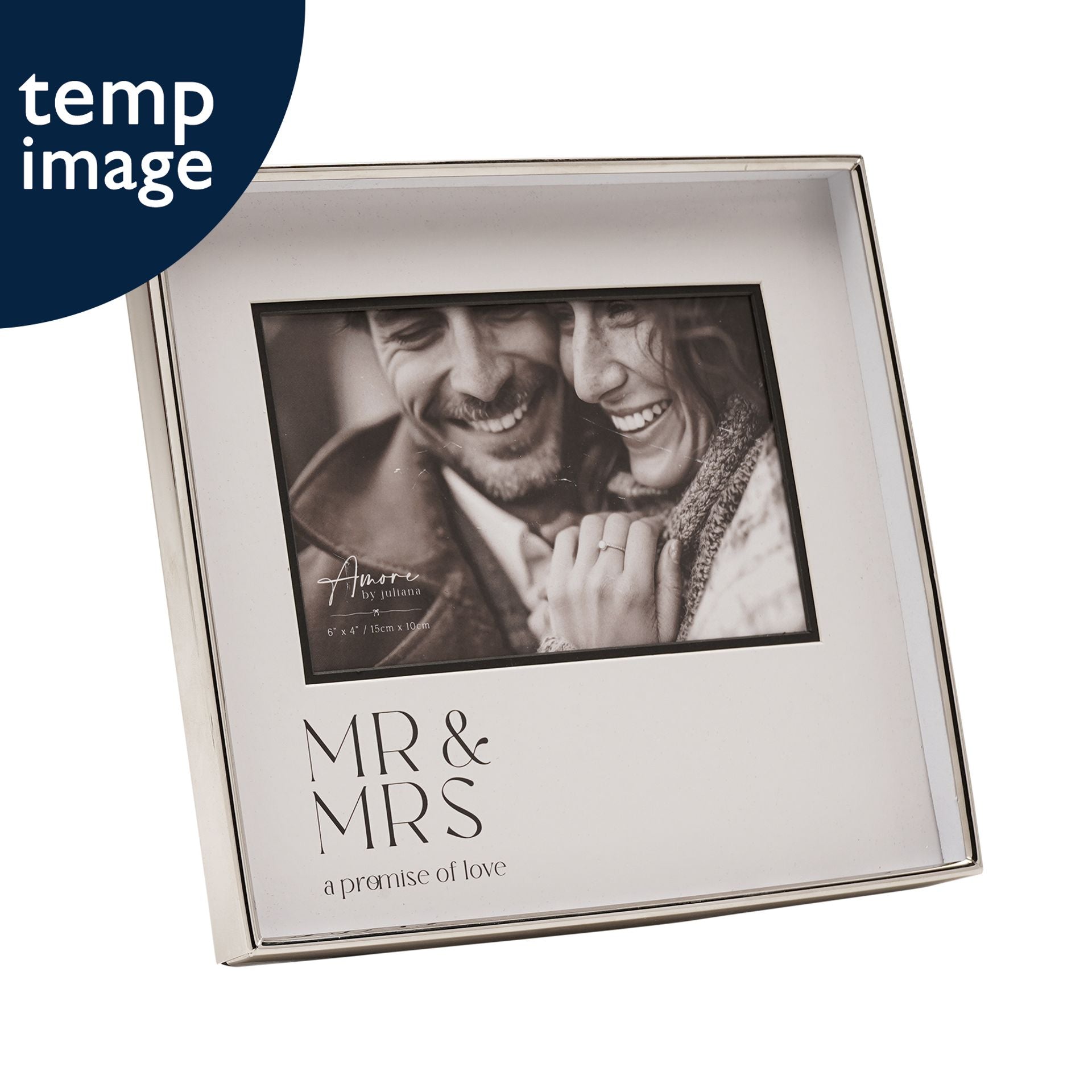 Amore Silver & Black Print Photo Frame 'Mr & Mrs' 6" x 4"