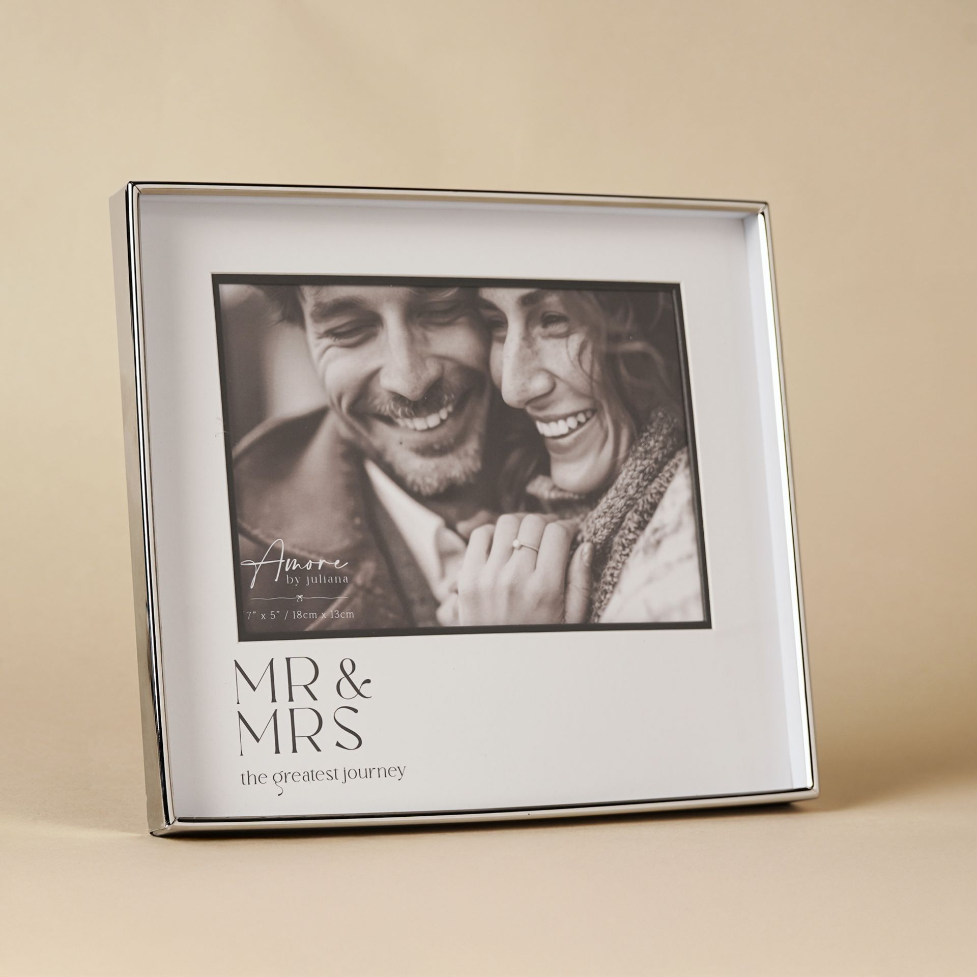 Amore Silver & Black Print Photo Frame 'Mr & Mrs' 7" x 5"