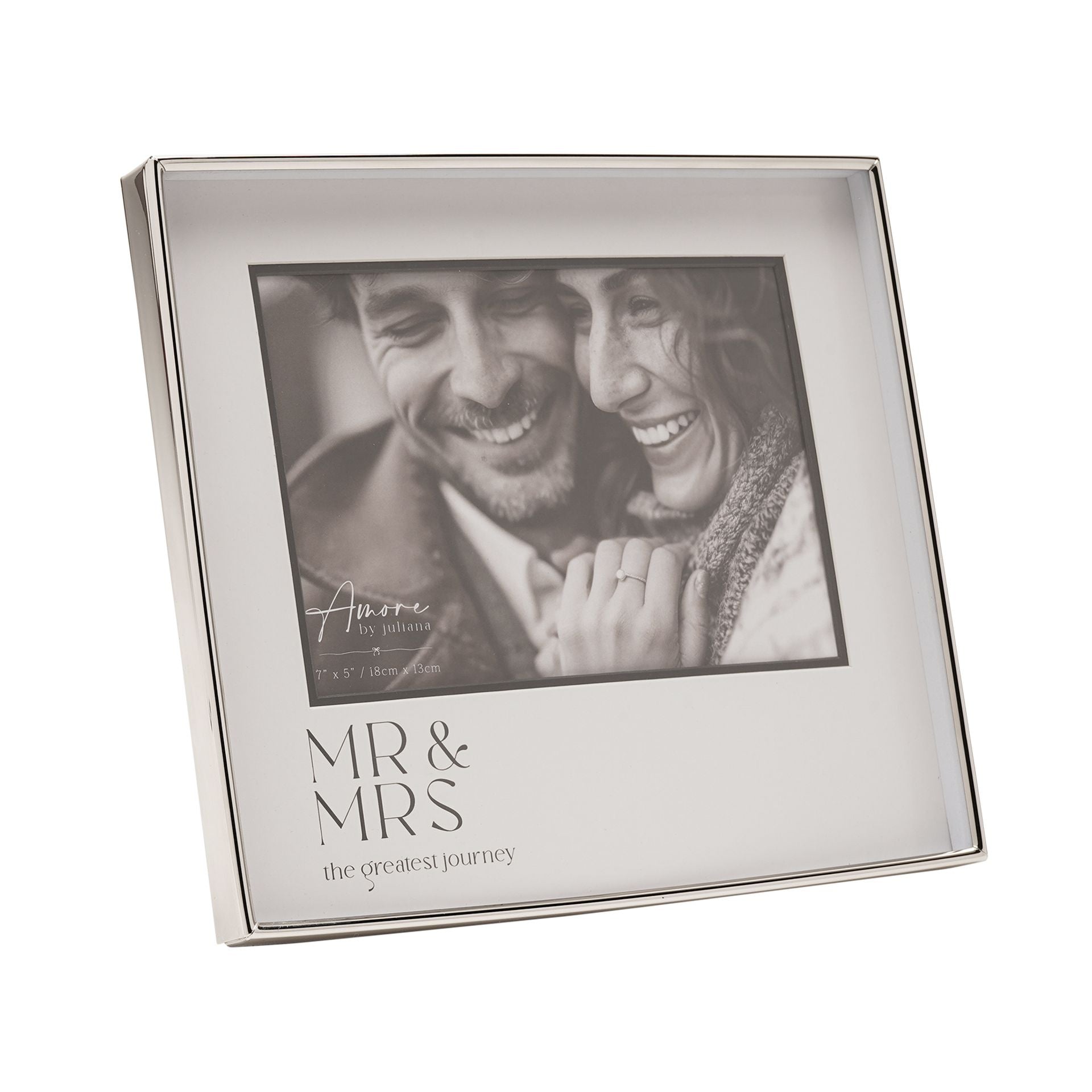 Amore Silver & Black Print Photo Frame 'Mr & Mrs' 7" x 5"