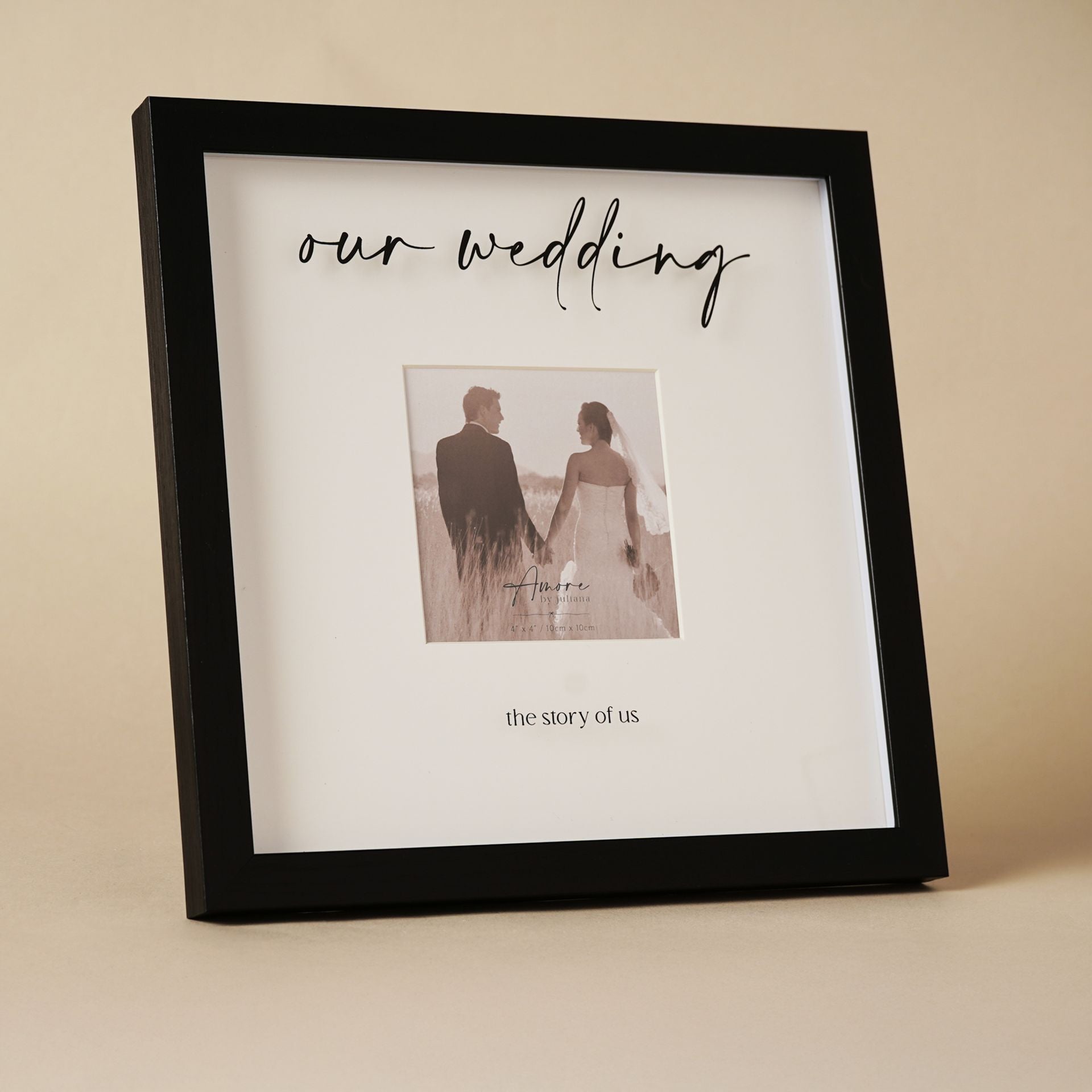 Amore Black Wide Frame 'Our Wedding' 4" x 4"