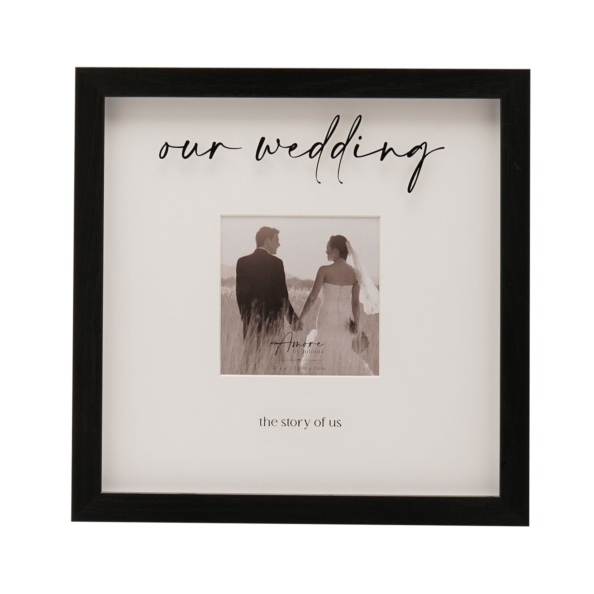 Amore Black Wide Frame 'Our Wedding' 4" x 4"