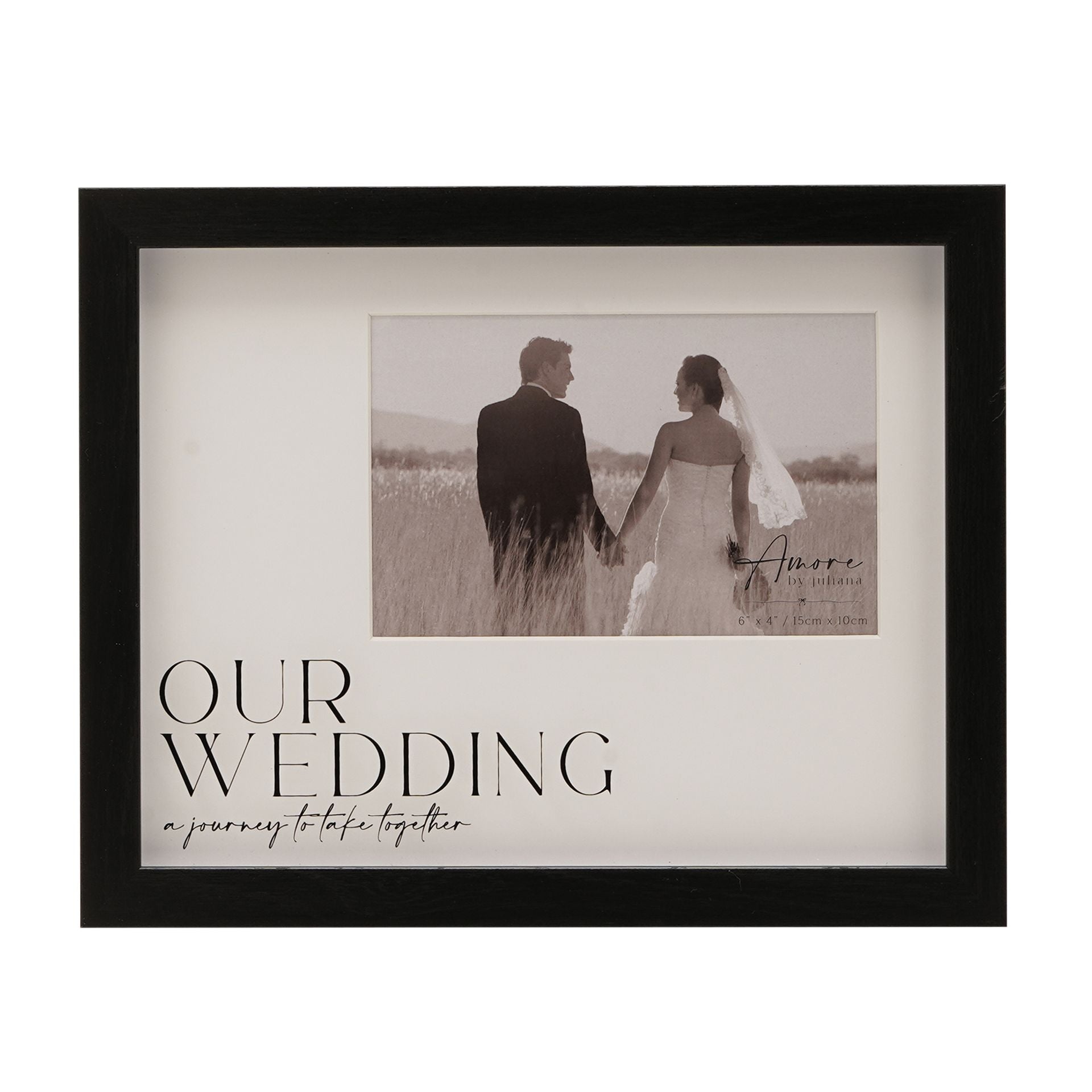 Amore Black Wide Frame 'Our Wedding' 6" x 4"