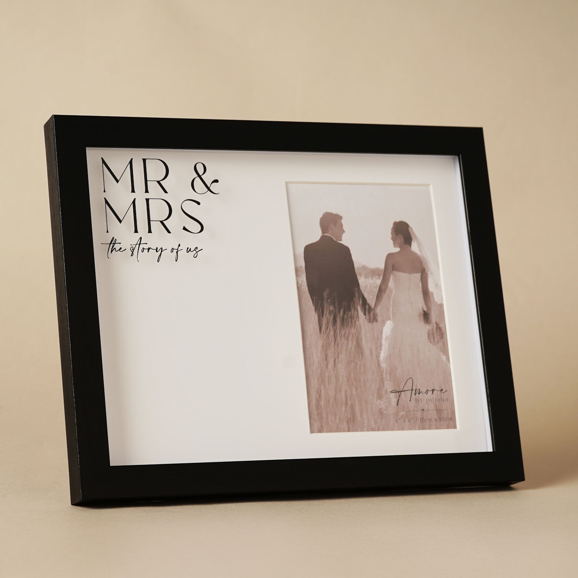 Amore Black Wide Frame 'Mr & Mrs' 4" x 6"