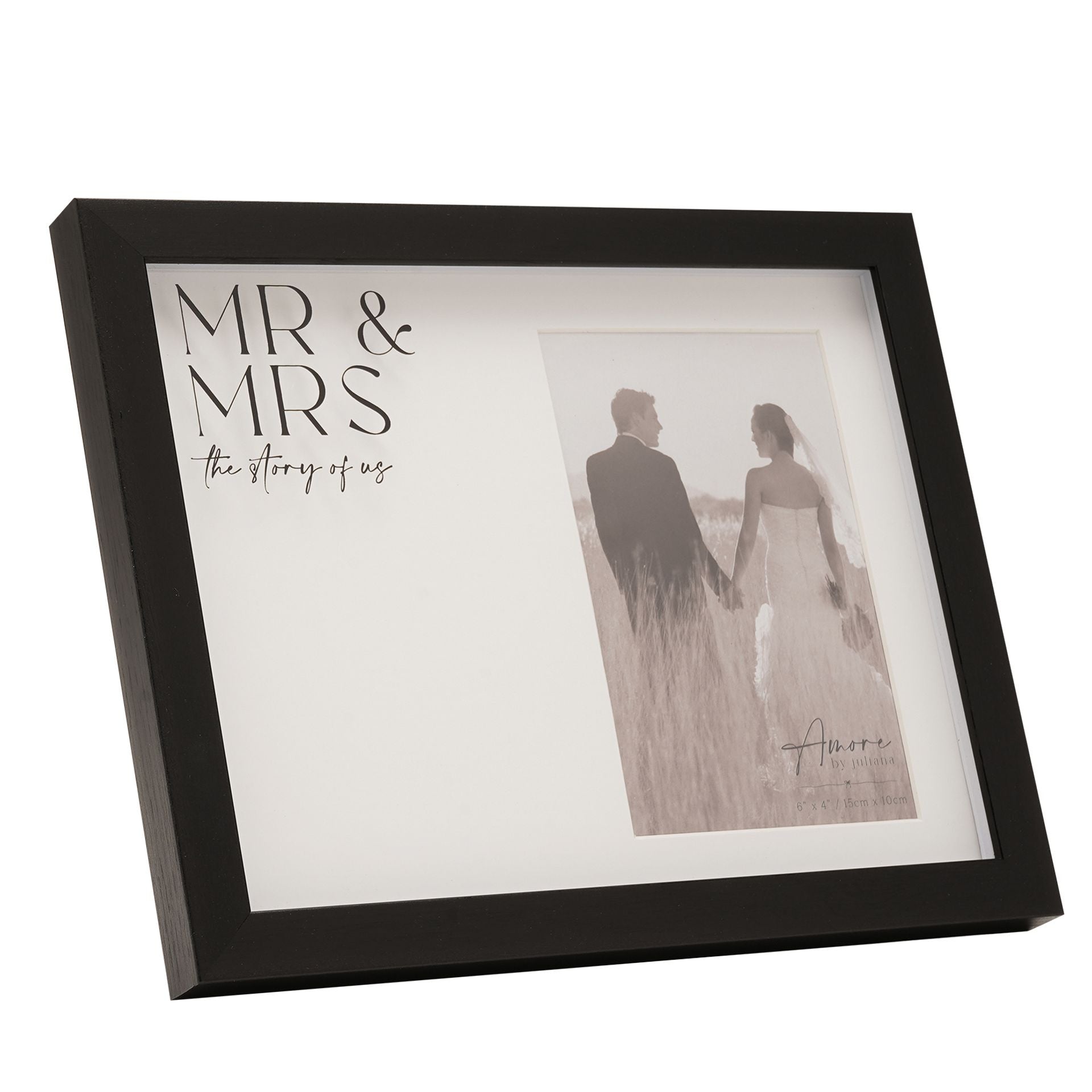 Amore Black Wide Frame 'Mr & Mrs' 4" x 6"