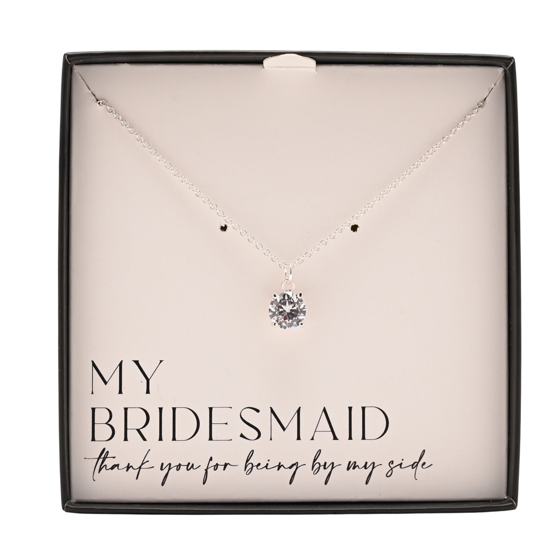 Amore Silver Plated Necklace Crystal Pendant - Bridesmaid