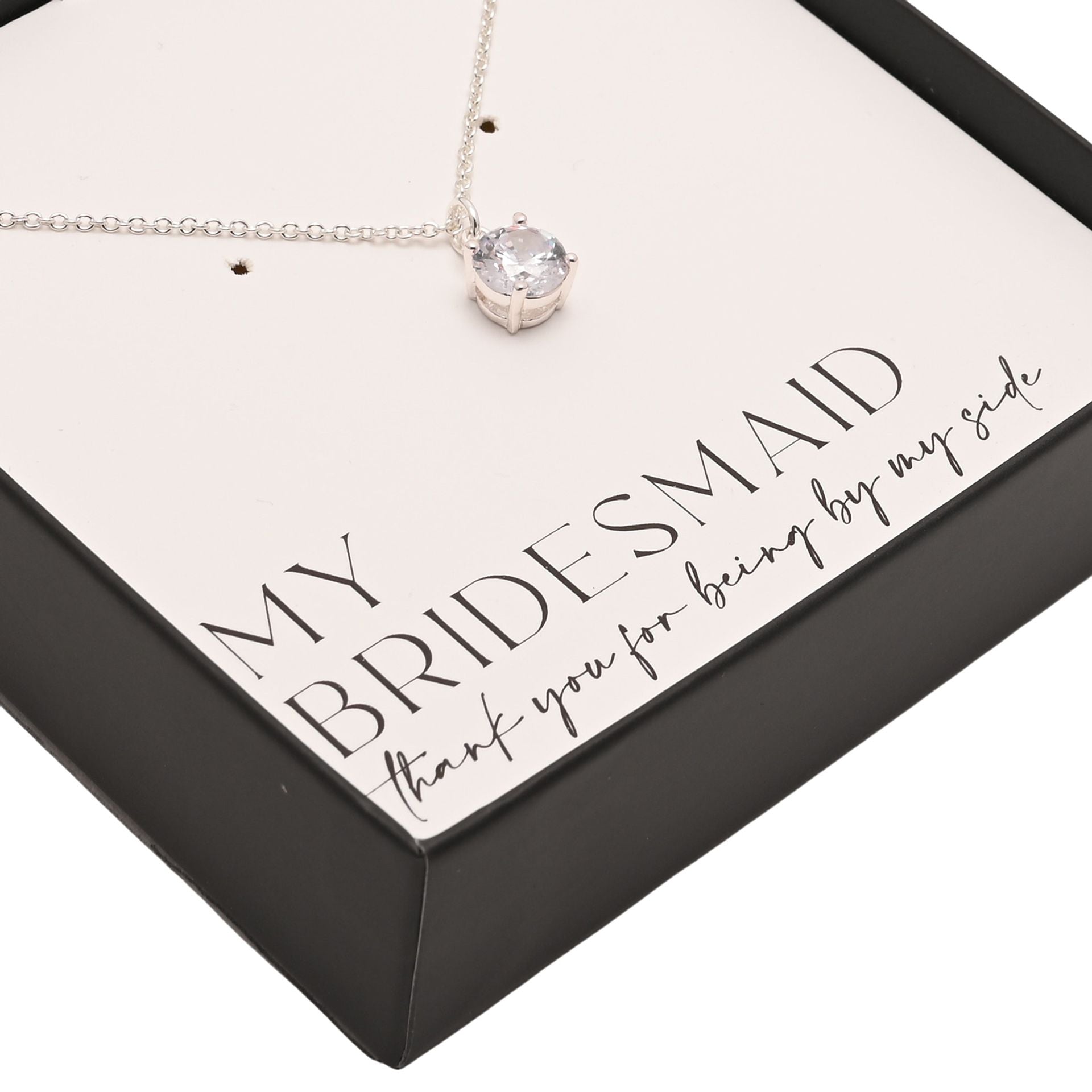 Amore Silver Plated Necklace Crystal Pendant - Bridesmaid