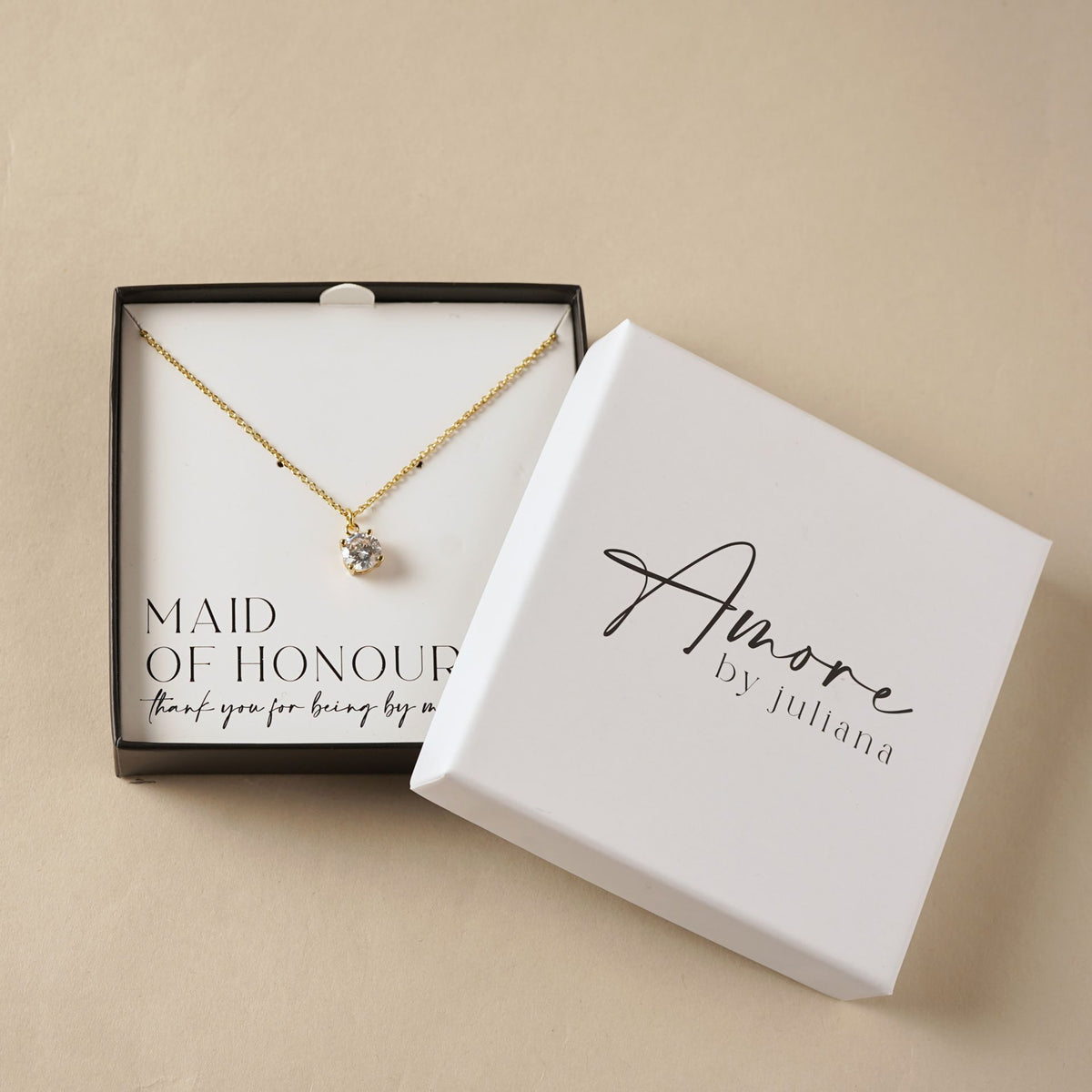 Amore Gold Plated Necklace Crystal Pendant - Maid Of Honour