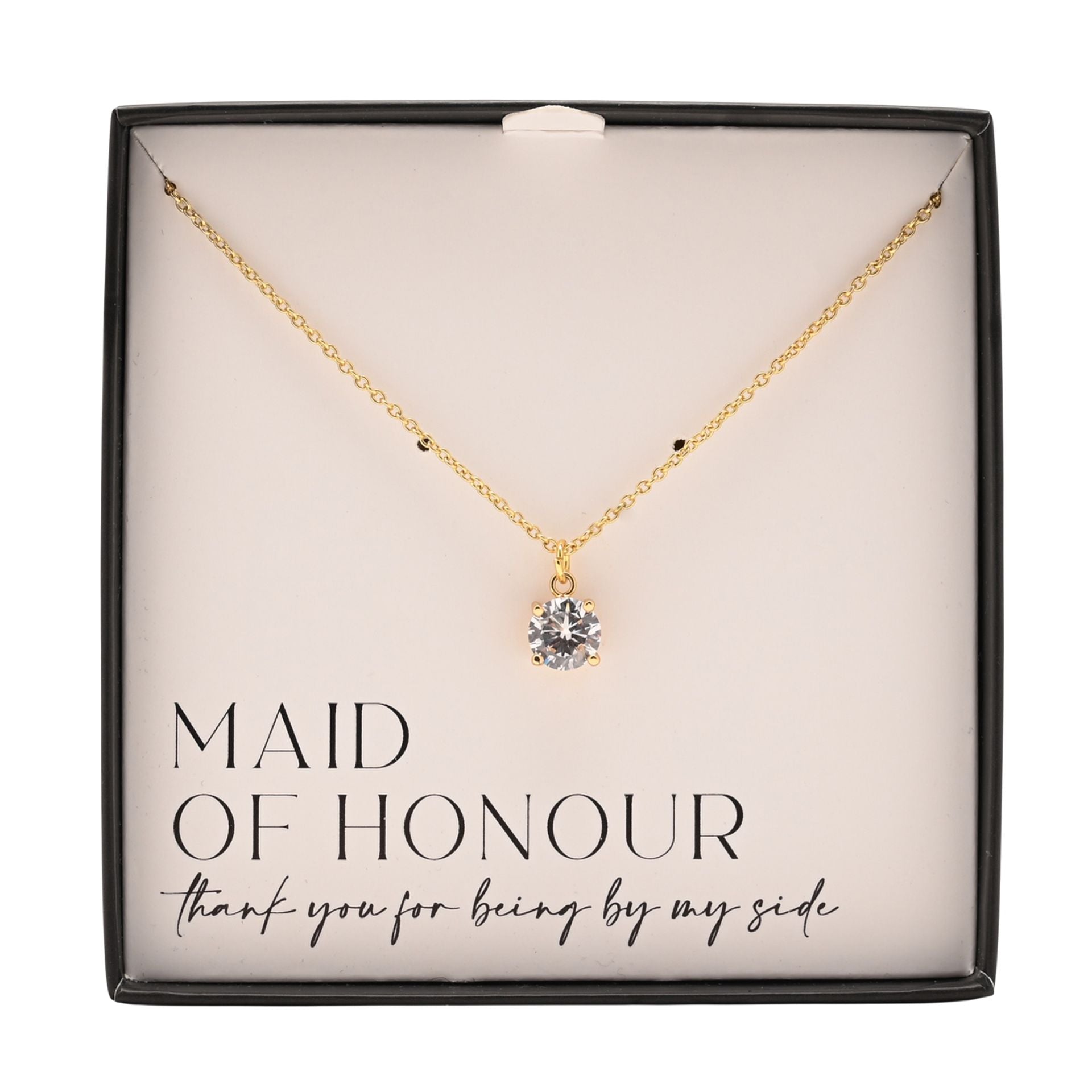 Amore Gold Plated Necklace Crystal Pendant - Maid Of Honour