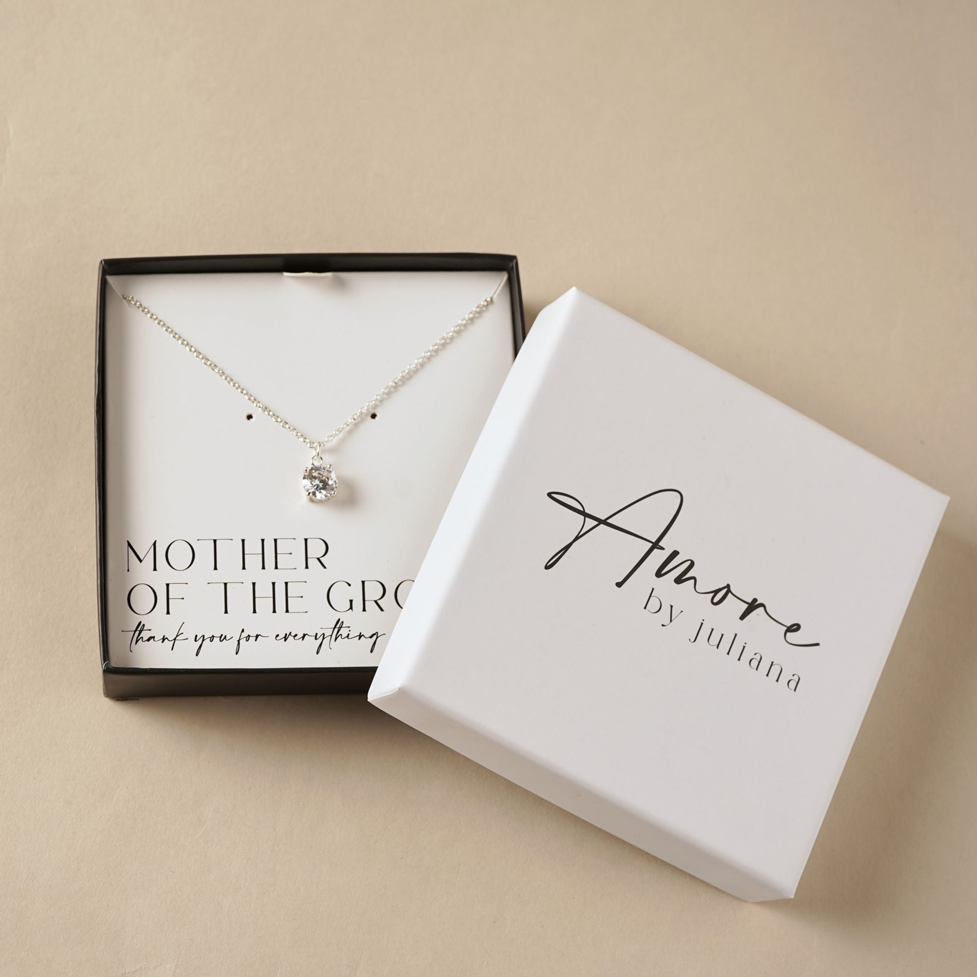 Amore Silver Plated Necklace Crystal Pendant - Mother Of The Groom