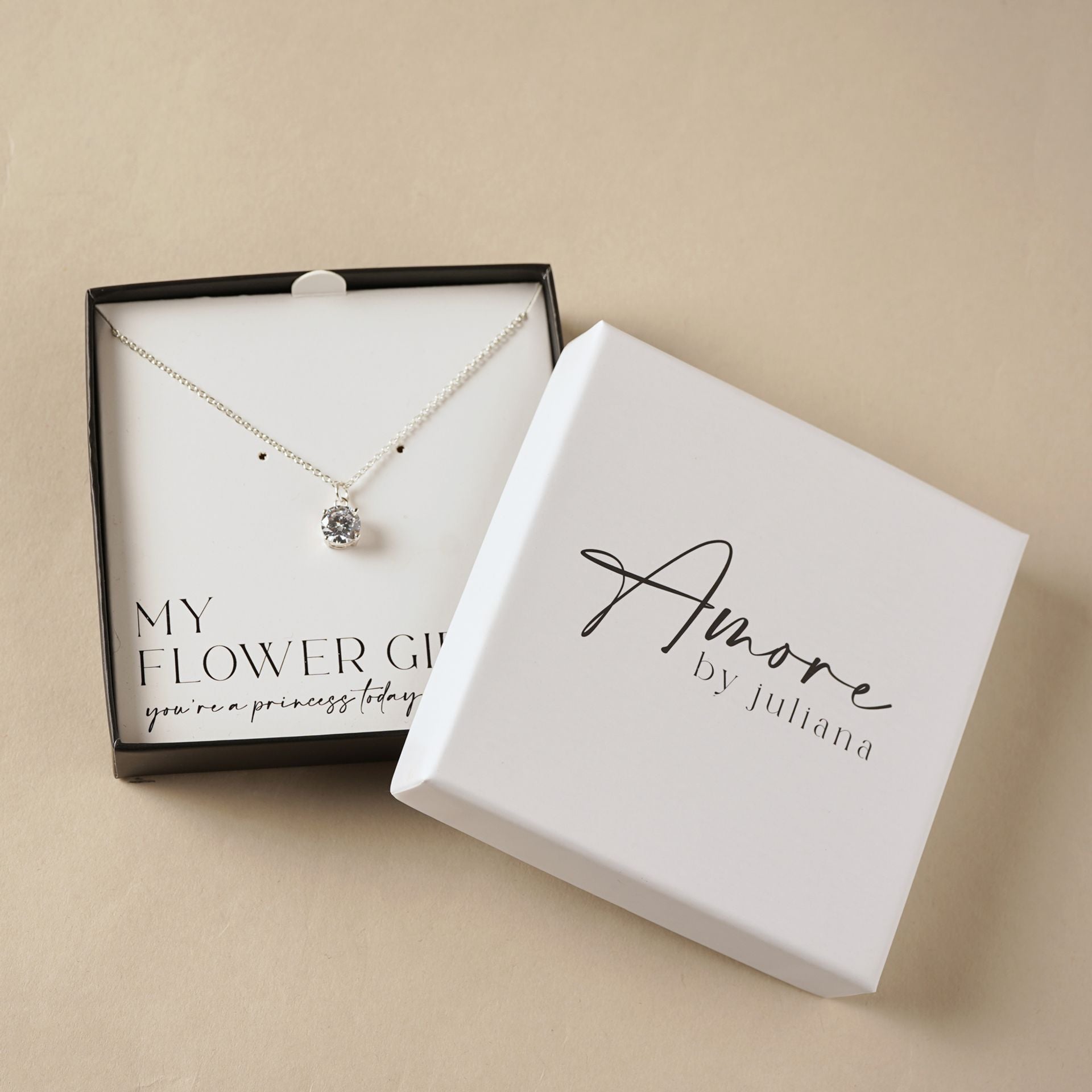Amore Silver Plated Necklace Crystal Pendant - Flower Girl