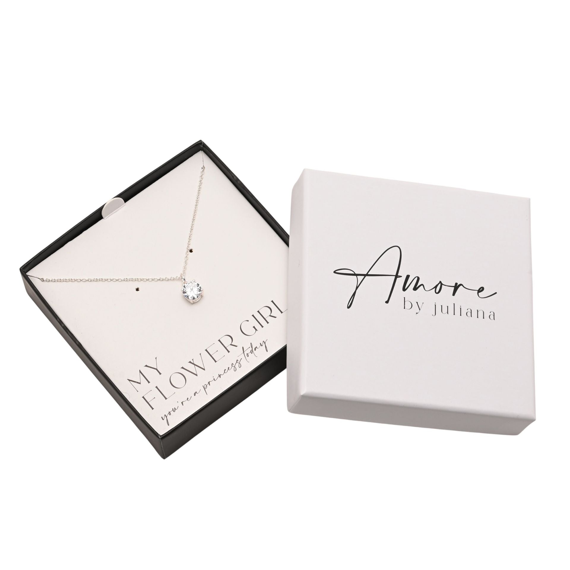 Amore Silver Plated Necklace Crystal Pendant - Flower Girl