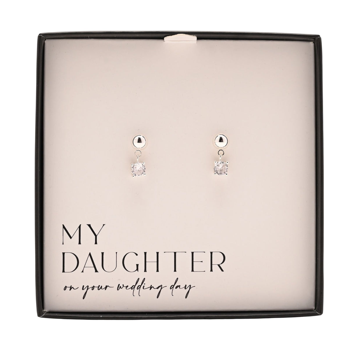 Amore Silver Plated Earrings Crystal - Daughter