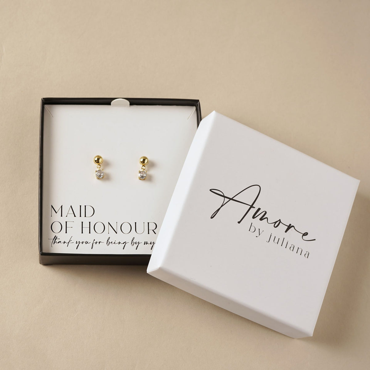 Amore Gold Plated Earrings Crystal - Maid Of Honour