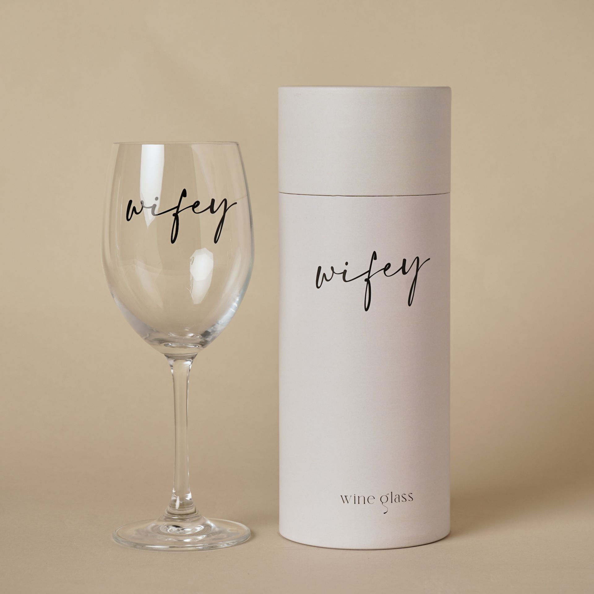 Amore Wine Glass Black Words - Wifey