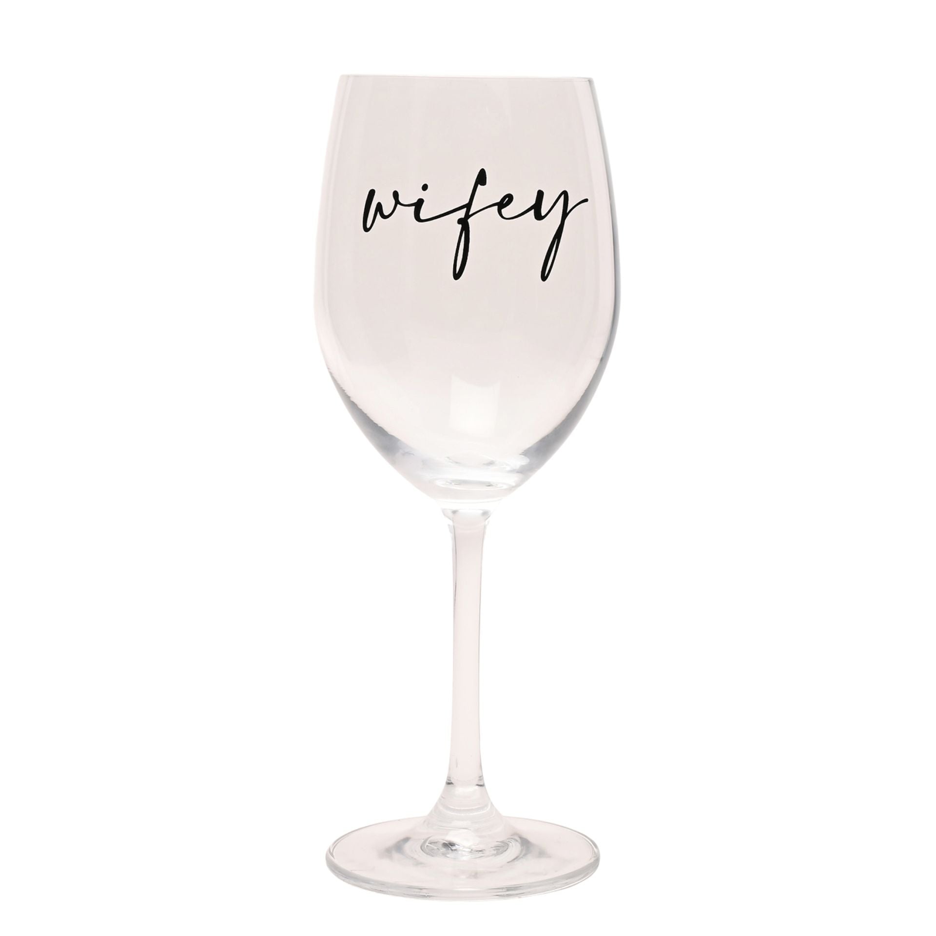 Amore Wine Glass Black Words - Wifey