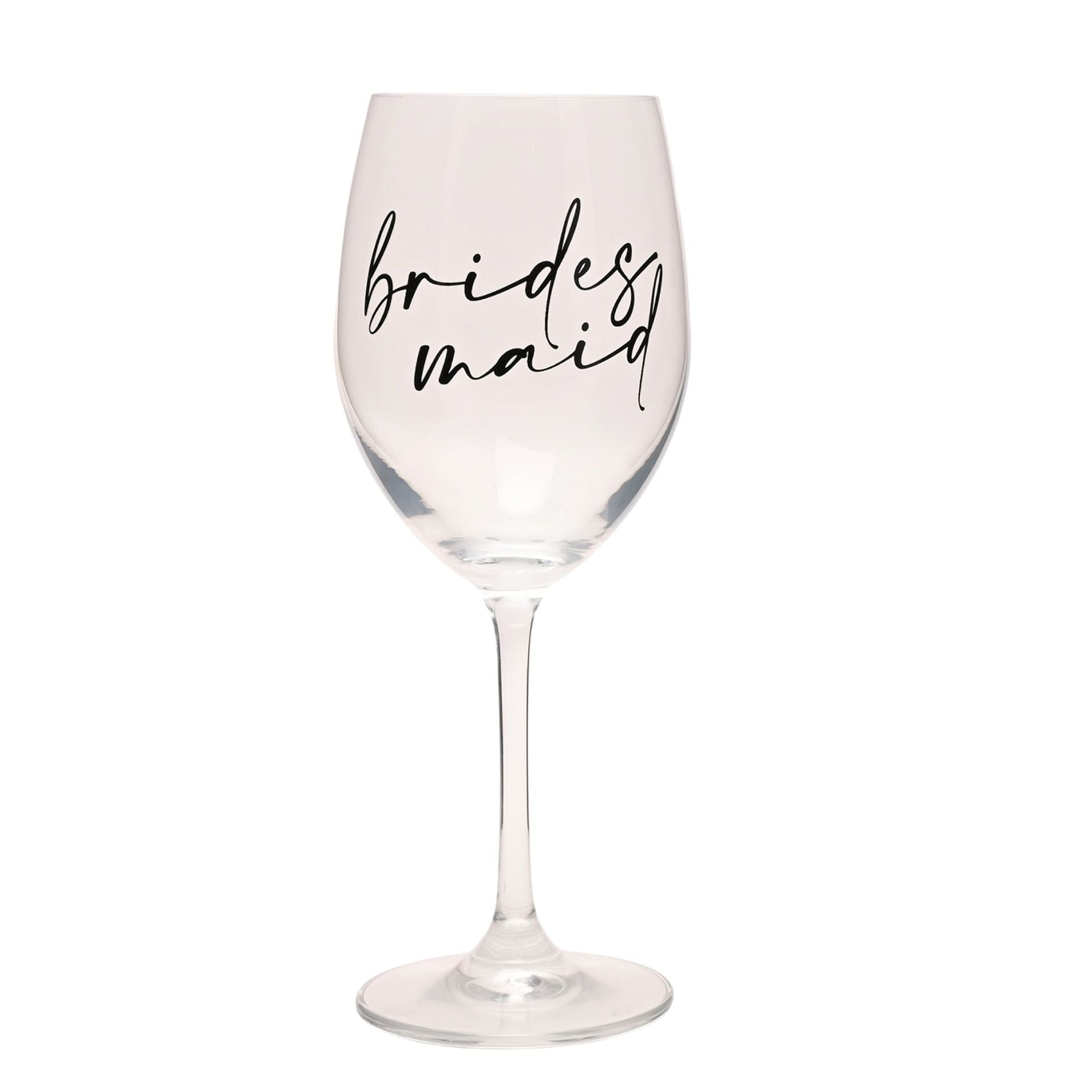 Amore Wine Glass Black Words - Bridesmaid