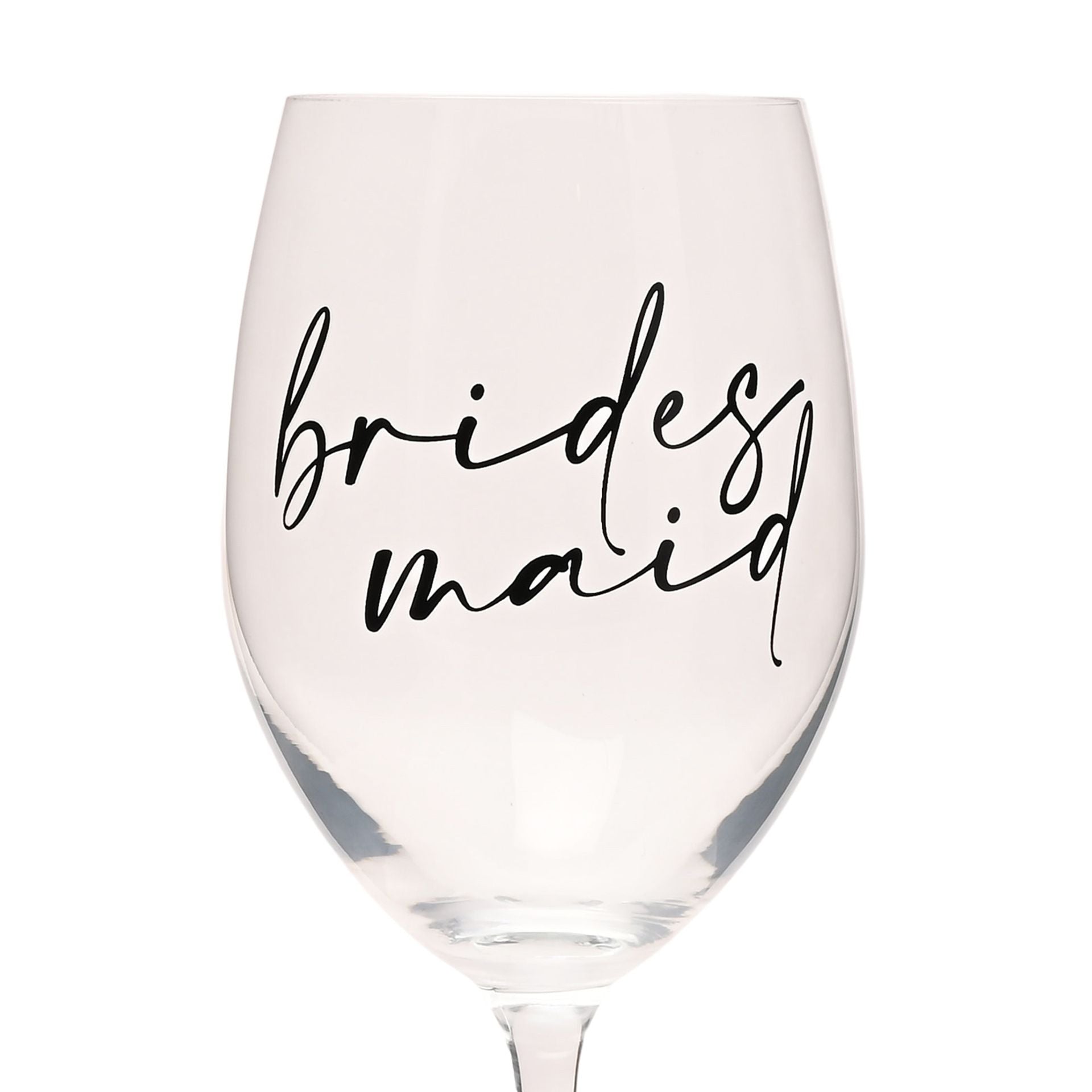 Amore Wine Glass Black Words - Bridesmaid