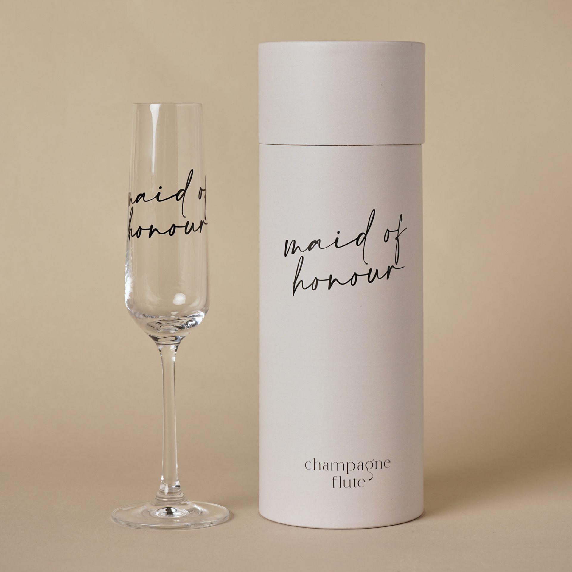 Amore Champagne Flute Black Words - Maid Of Honour