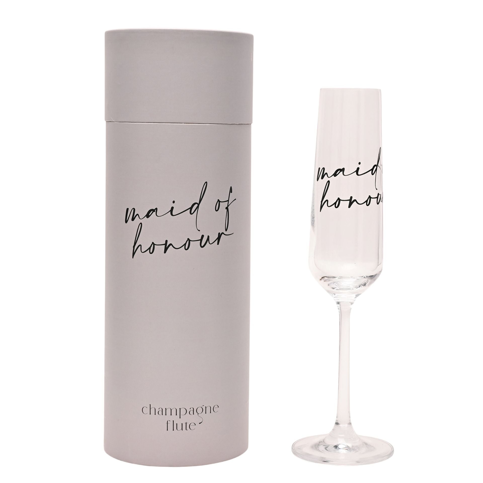 Amore Champagne Flute Black Words - Maid Of Honour