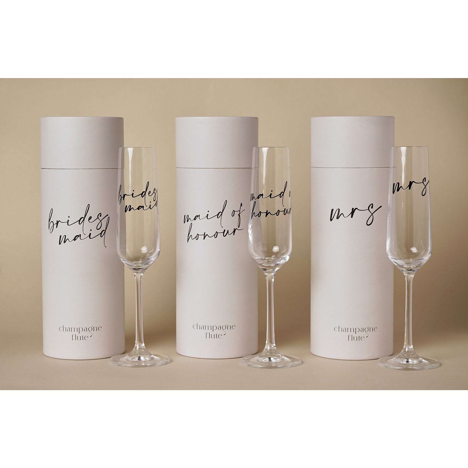 Amore Champagne Flute Black Words - Maid Of Honour