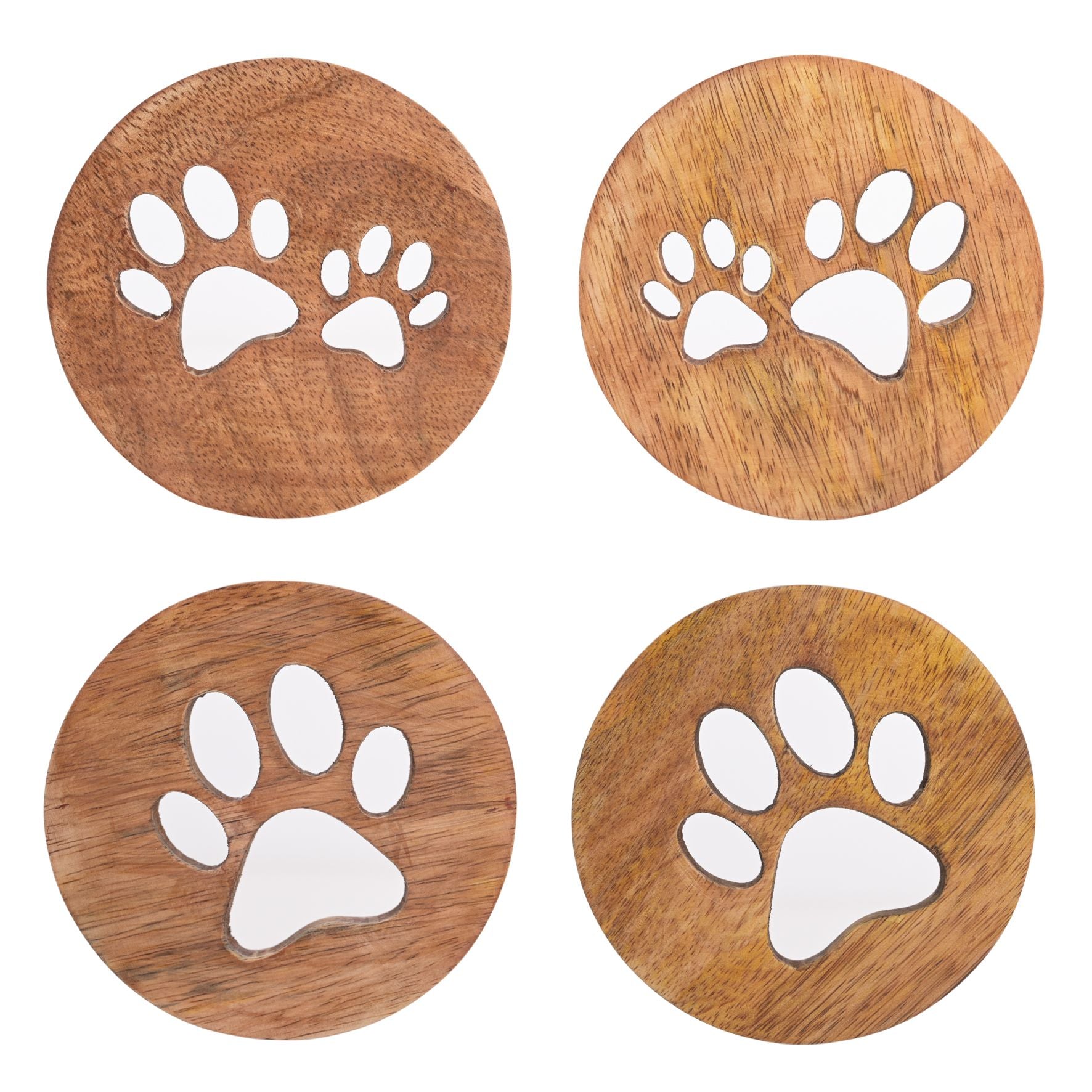 Best of Breed Paw Prints Mango Wood Set of 4 Coasters