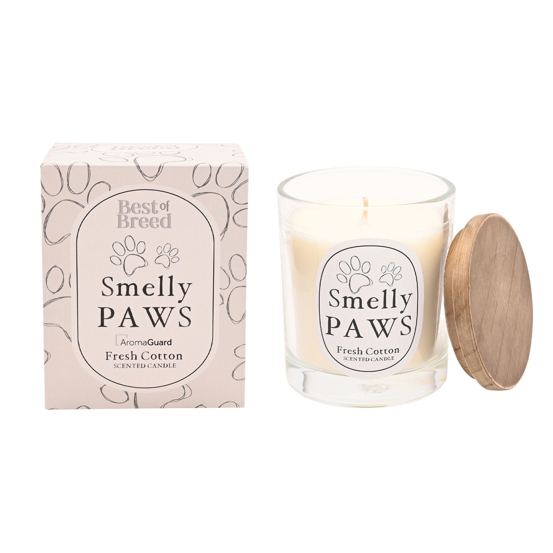 Best of Breed Smelly Paws 260g Candle - Fresh Cotton with Aroma Guard