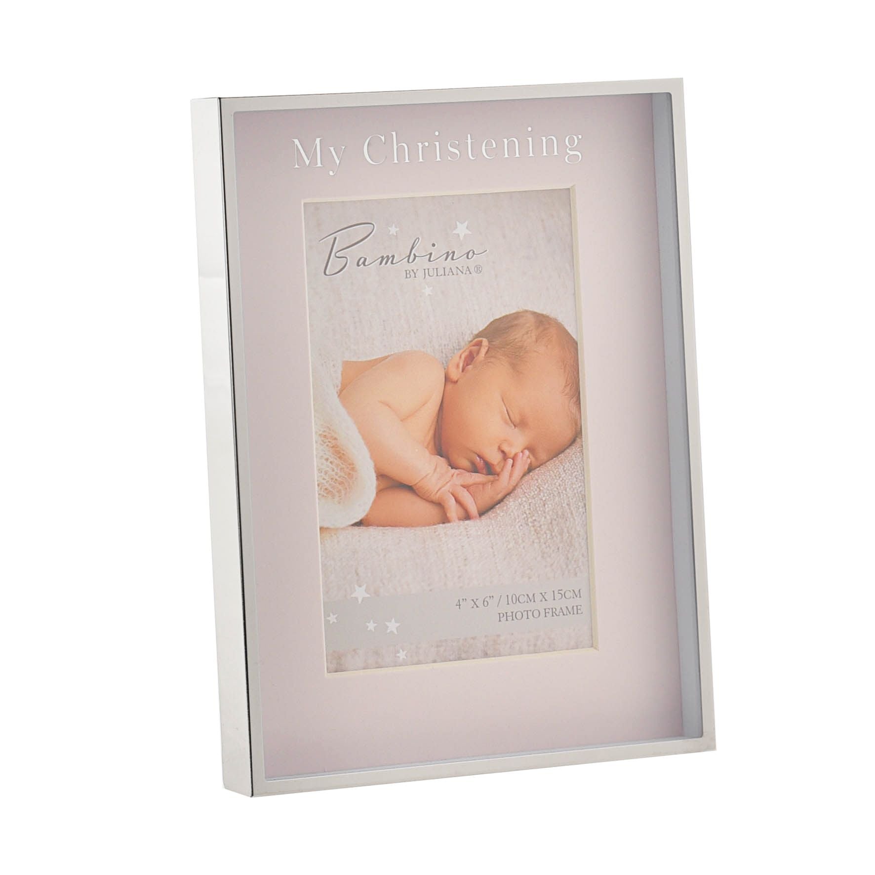 Silver Colour Photo Frame "Christening Day" Pink 4" x 6"