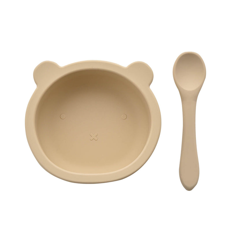 Bambino Silicone Feeding Set Bib Bowl & Spoon Natural