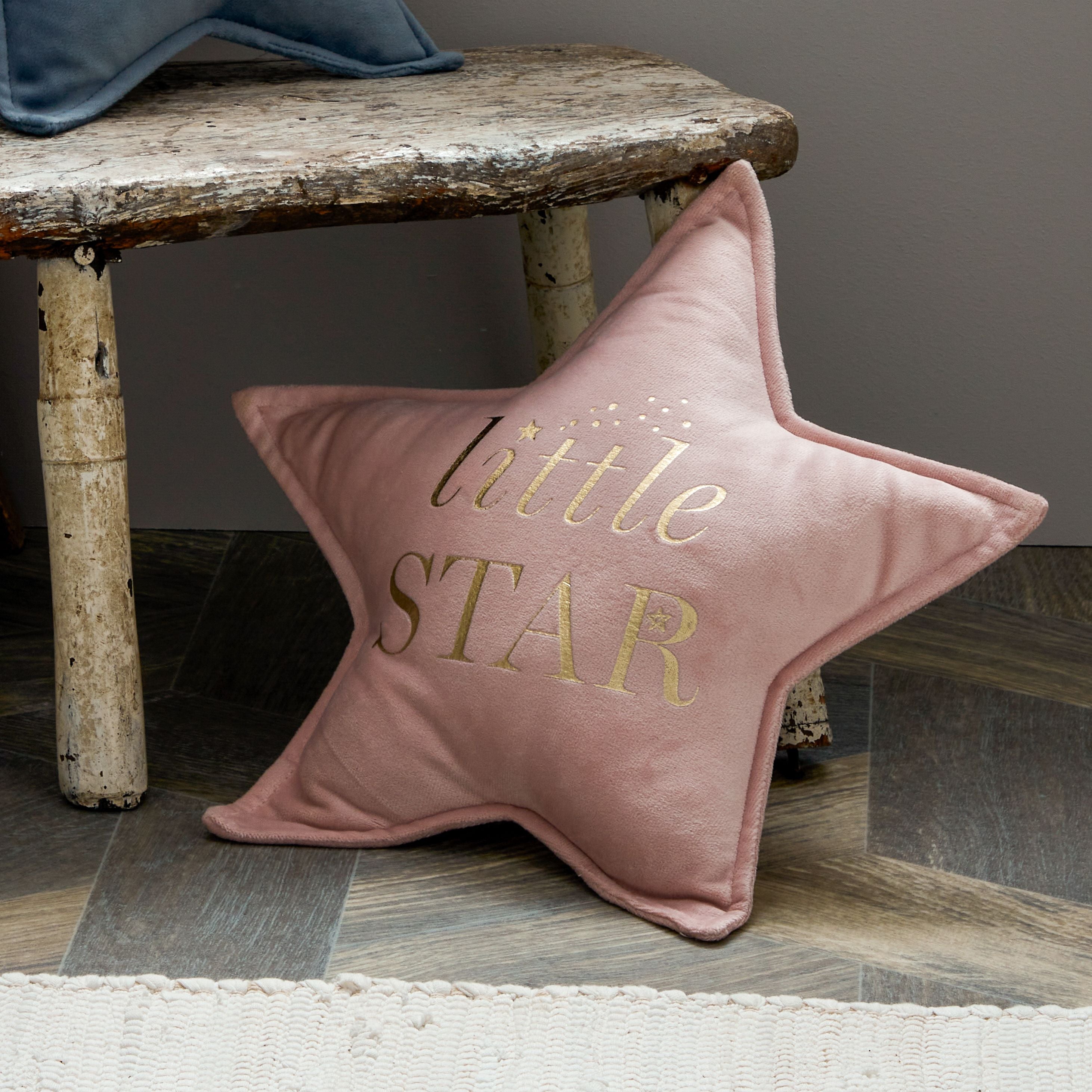 Bambino Little Star Velvet Cushion 30cm Blush