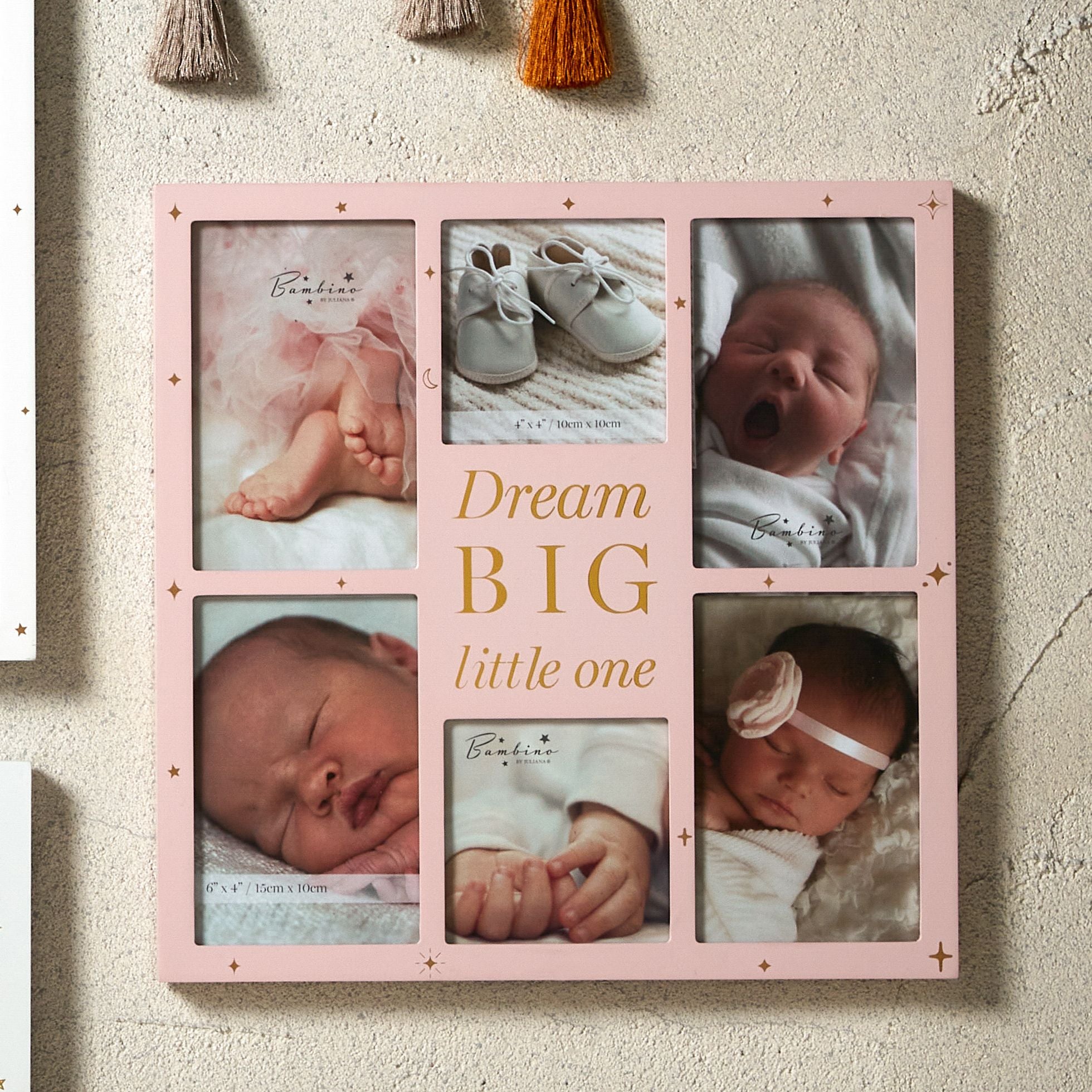 Bambino Wooden Collage Frame "Dream Big" Pink