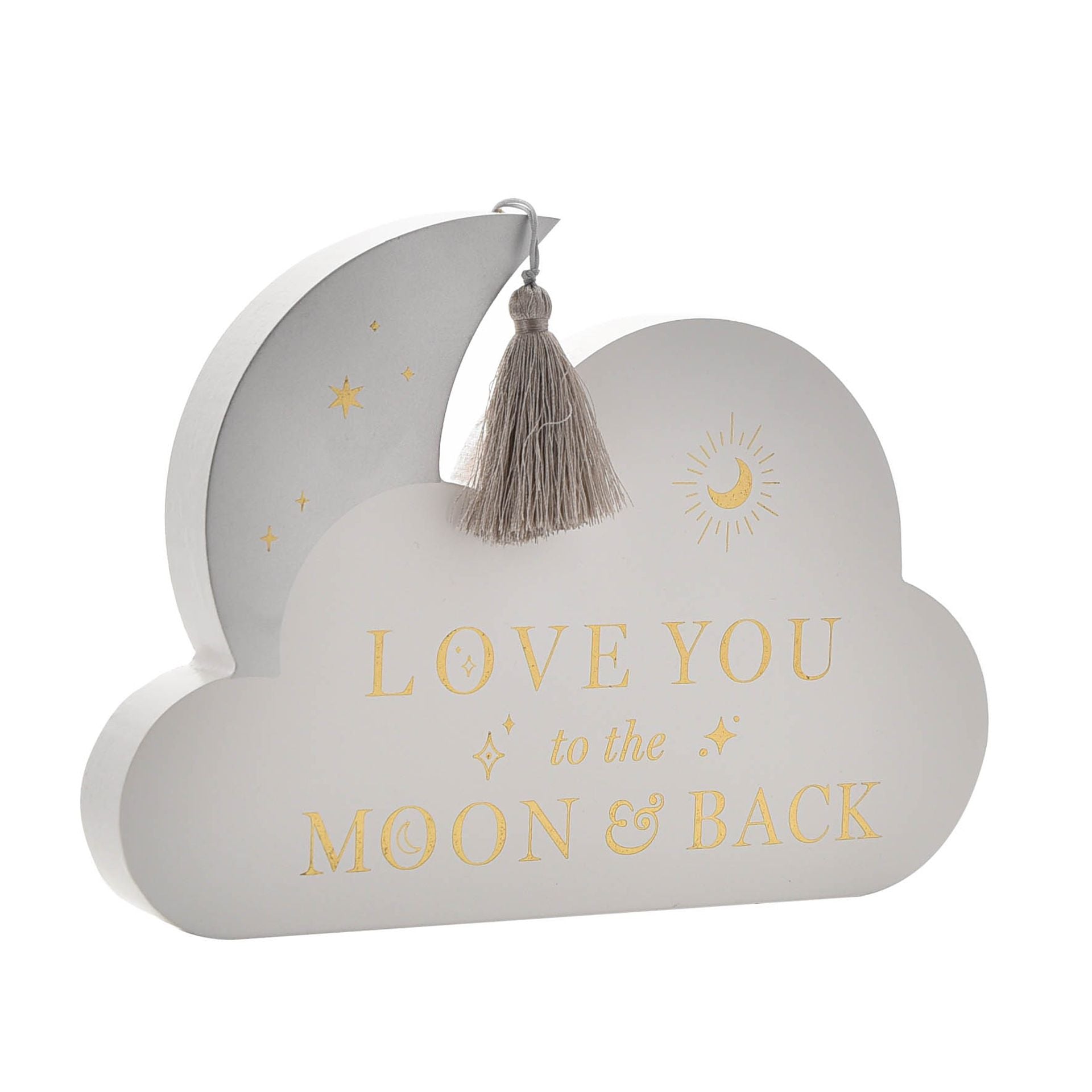 Bambino Wooden Moon & Cloud Plaque "Love You"
