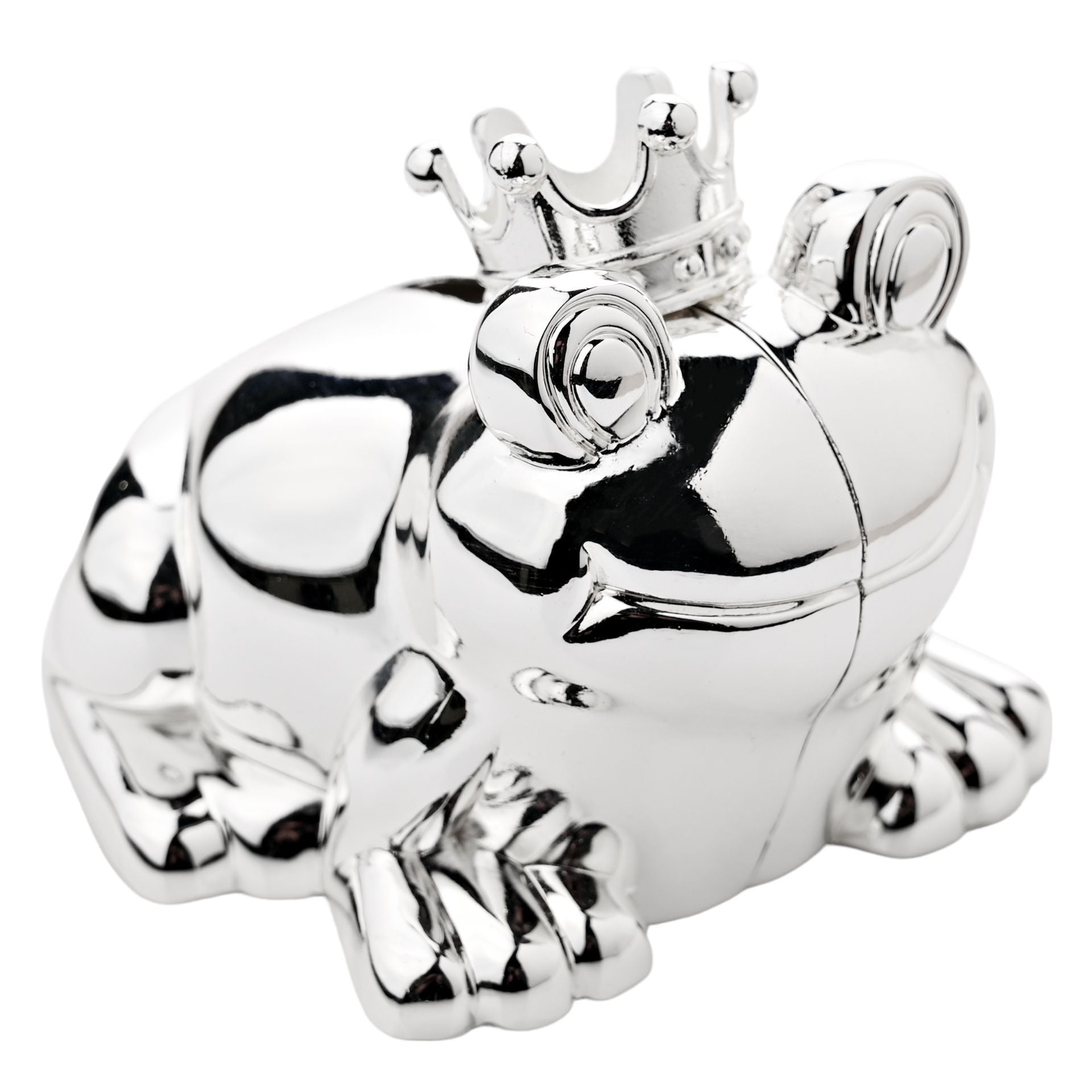 Bambino Silverplated Money Box - Frog with Crown