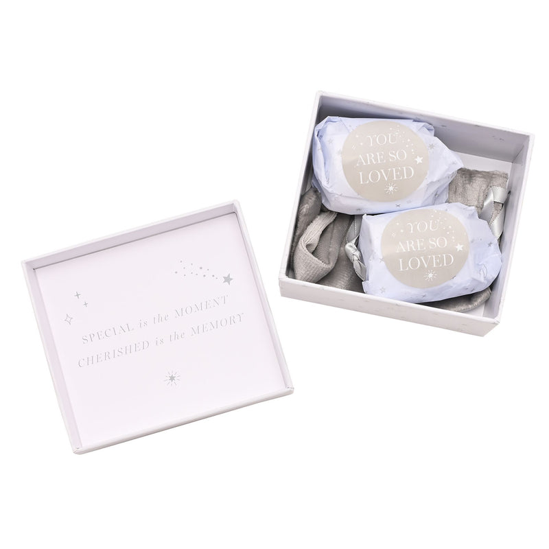 Bambino Silver Plated Barrel Shaped Tooth & Curl Keepsake Boxes - Star & Moon Design