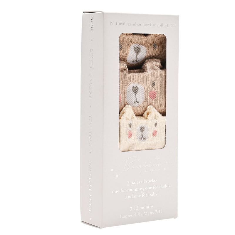 Bambino Socks Mini Me Bear Family Pack of 3 Pairs