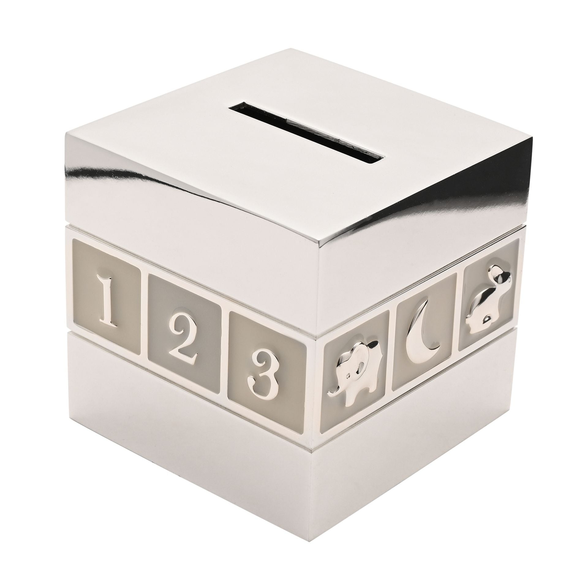 Bambino Silverplated 123 Cube Money Box