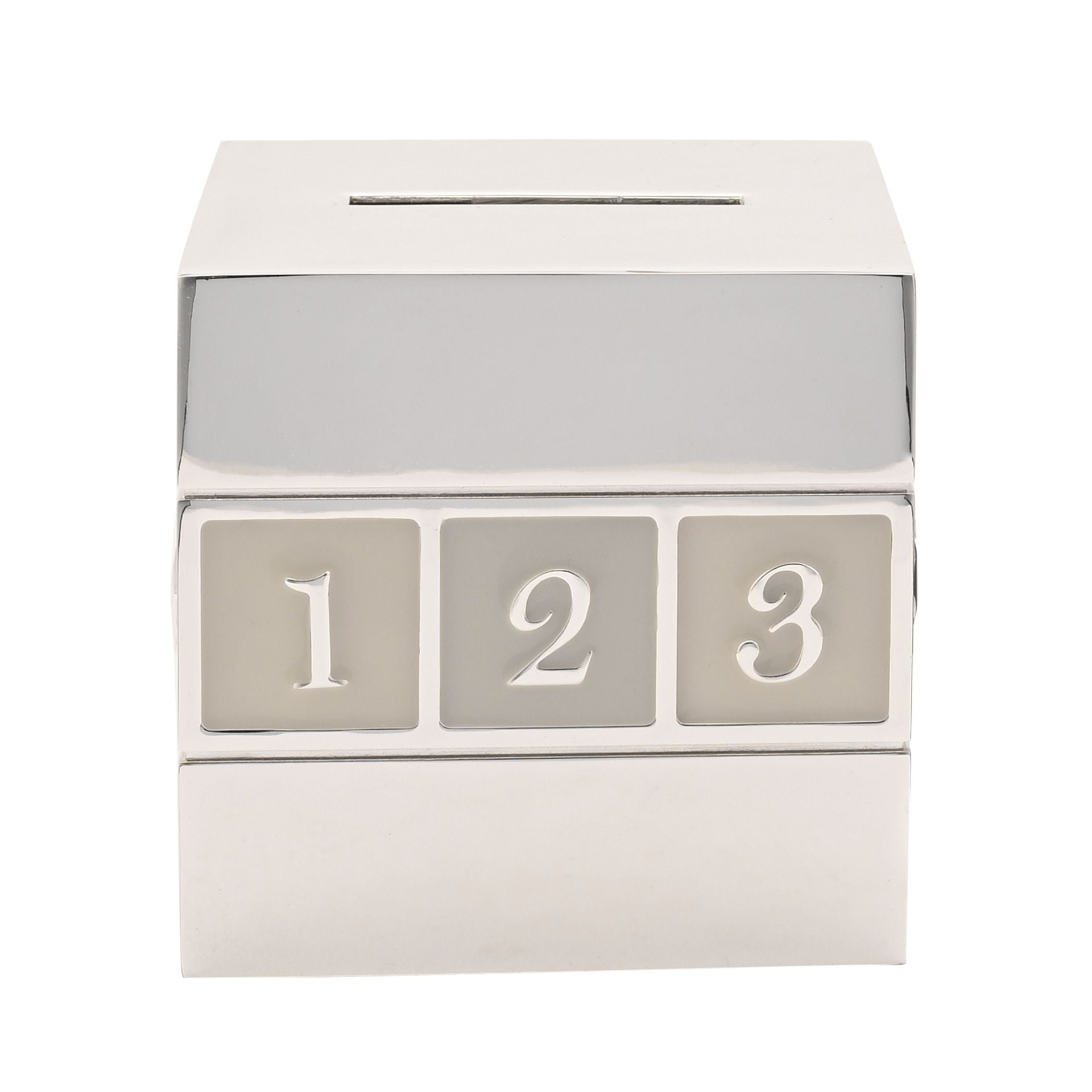 Bambino Silverplated 123 Cube Money Box