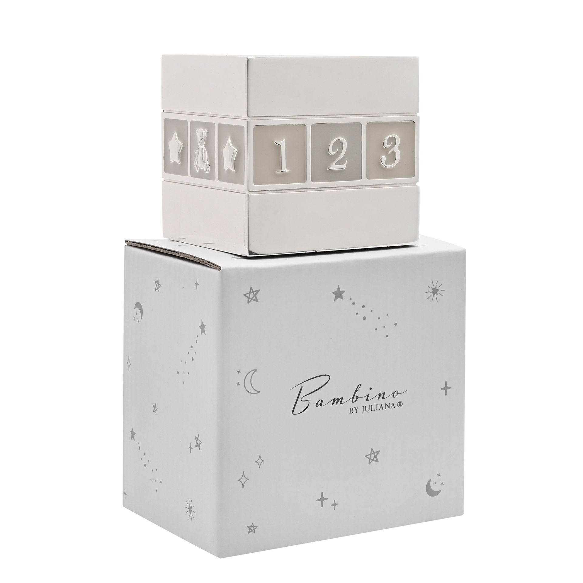 Bambino Silverplated 123 Cube Money Box