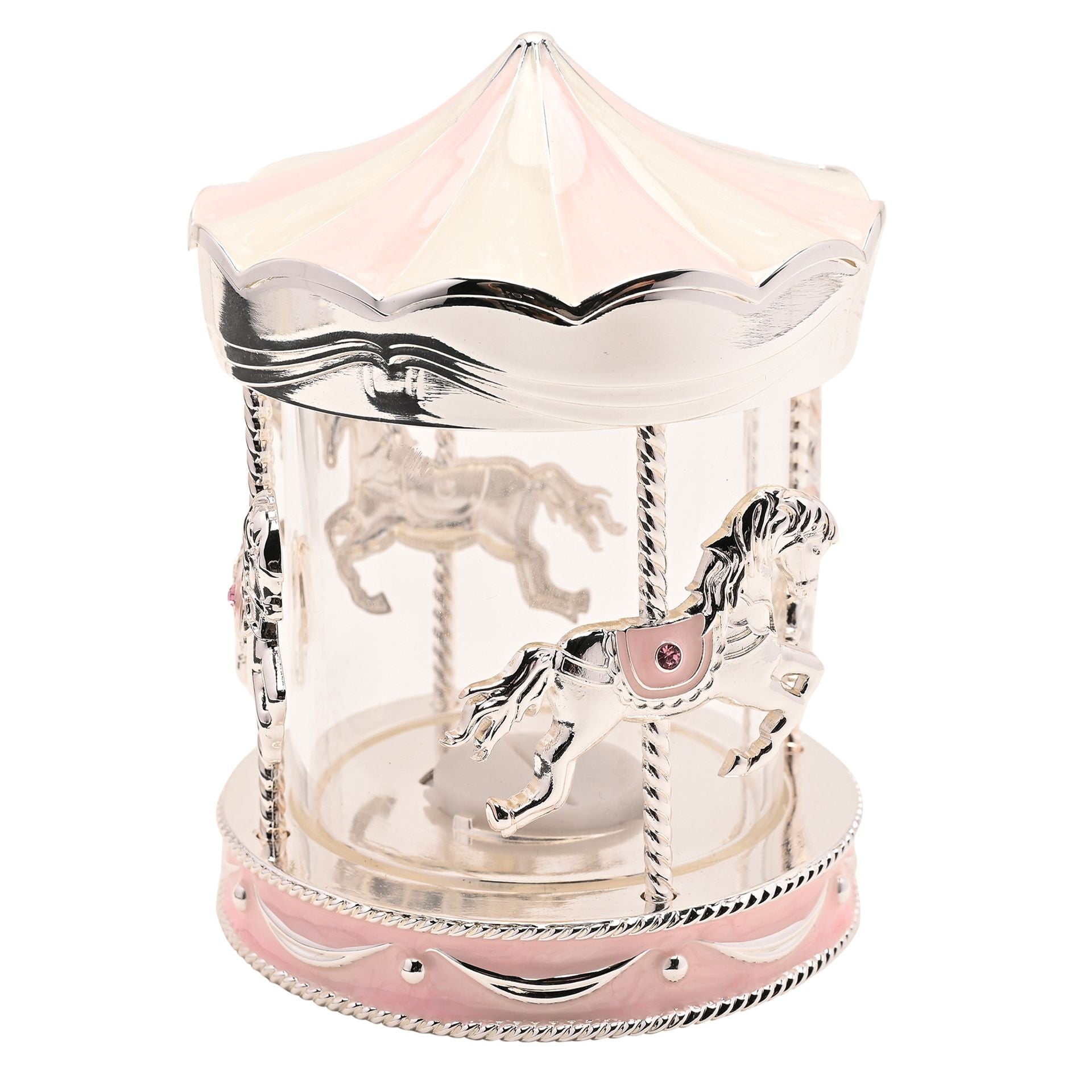 Bambino Silver Plated Money Box Carousel - pink