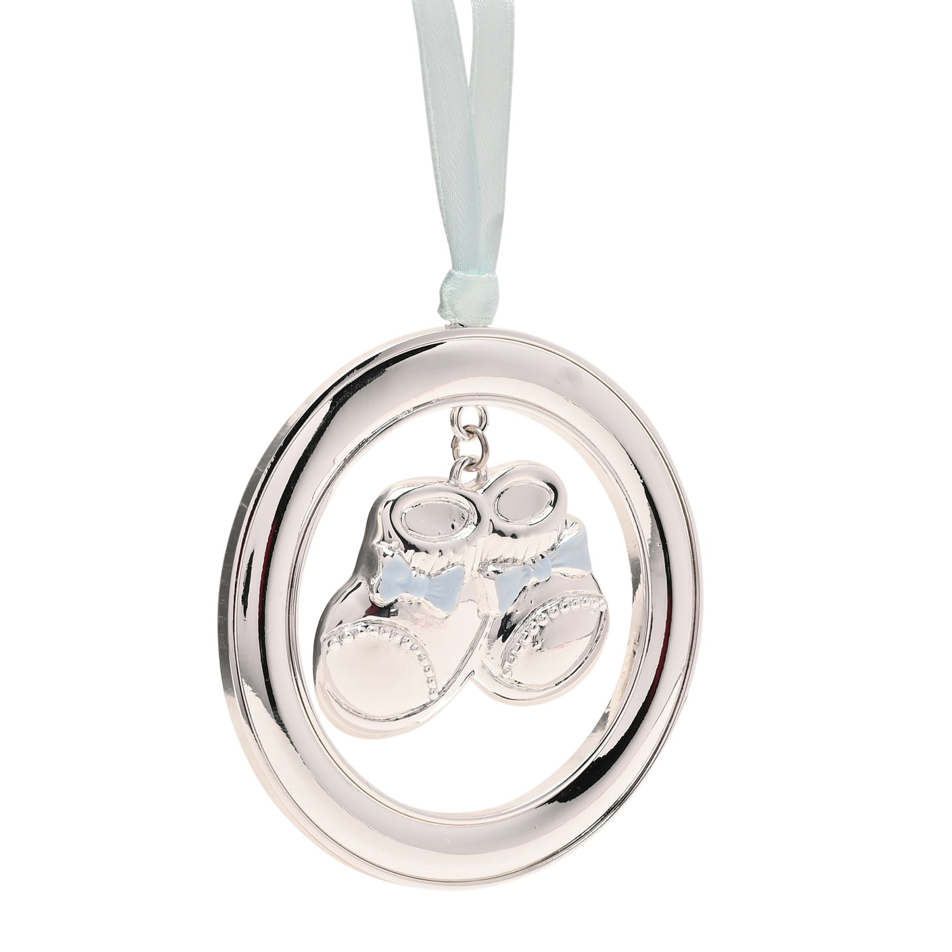 Bambino Silver Plated Hanging Bootie - Blue