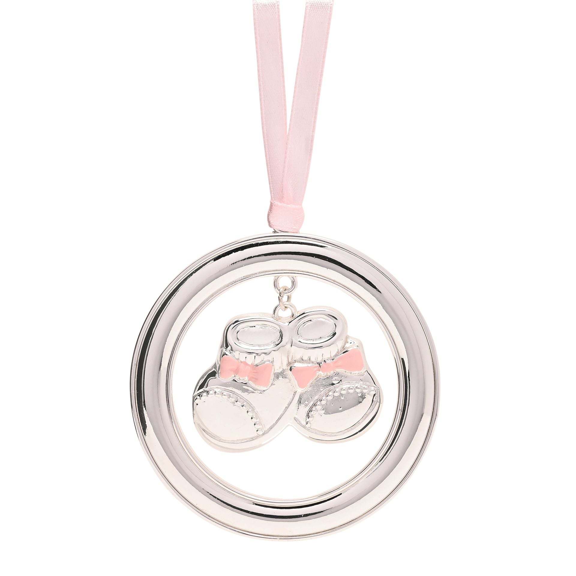 Bambino Silver Plated Hanging Bootie - Pink